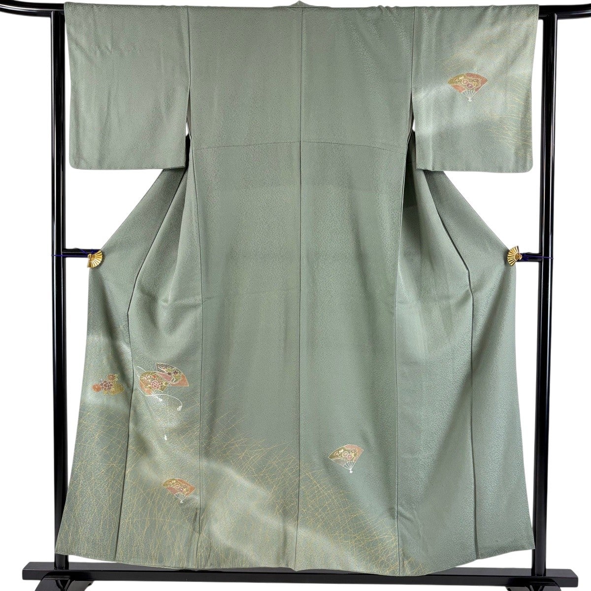 美品】 付下げ 身丈153.5cm 裄丈63cm S 袷 陶彩染 幾何学模様 灰茶