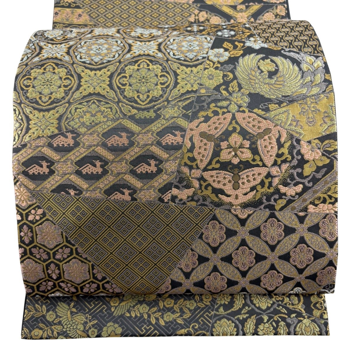 美品】 名古屋帯 名品 箔屋清兵衛 落款あり 西陣織 吉祥文様 箔 灰紫