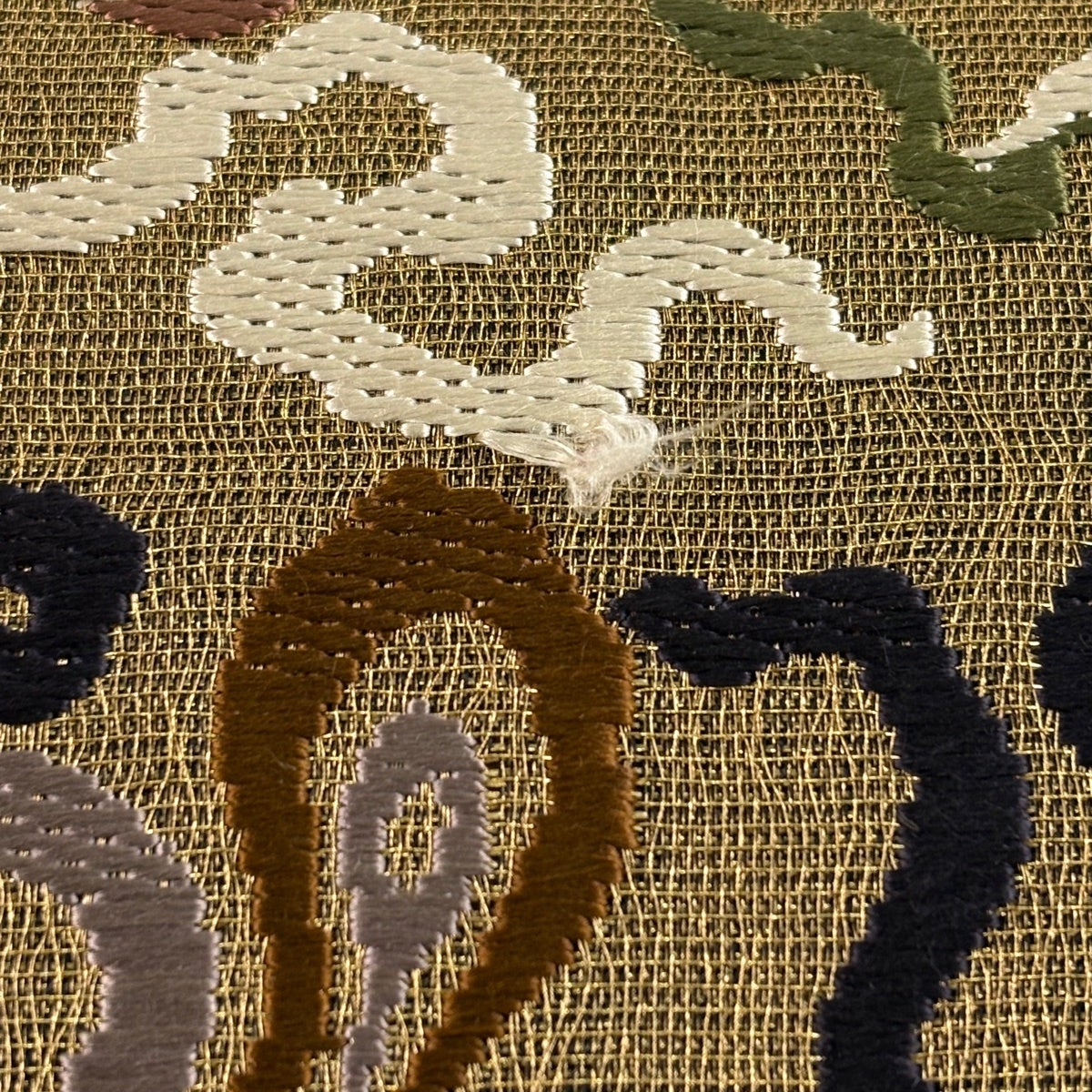 袋帯 秀品 荒磯 宝尽くし 金糸 刺繍 金茶 六通 正絹｜中古・古着