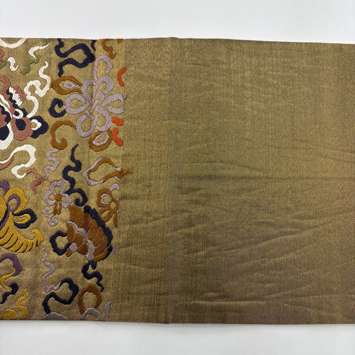 袋帯 秀品 荒磯 宝尽くし 金糸 刺繍 金茶 六通 正絹｜中古・古着
