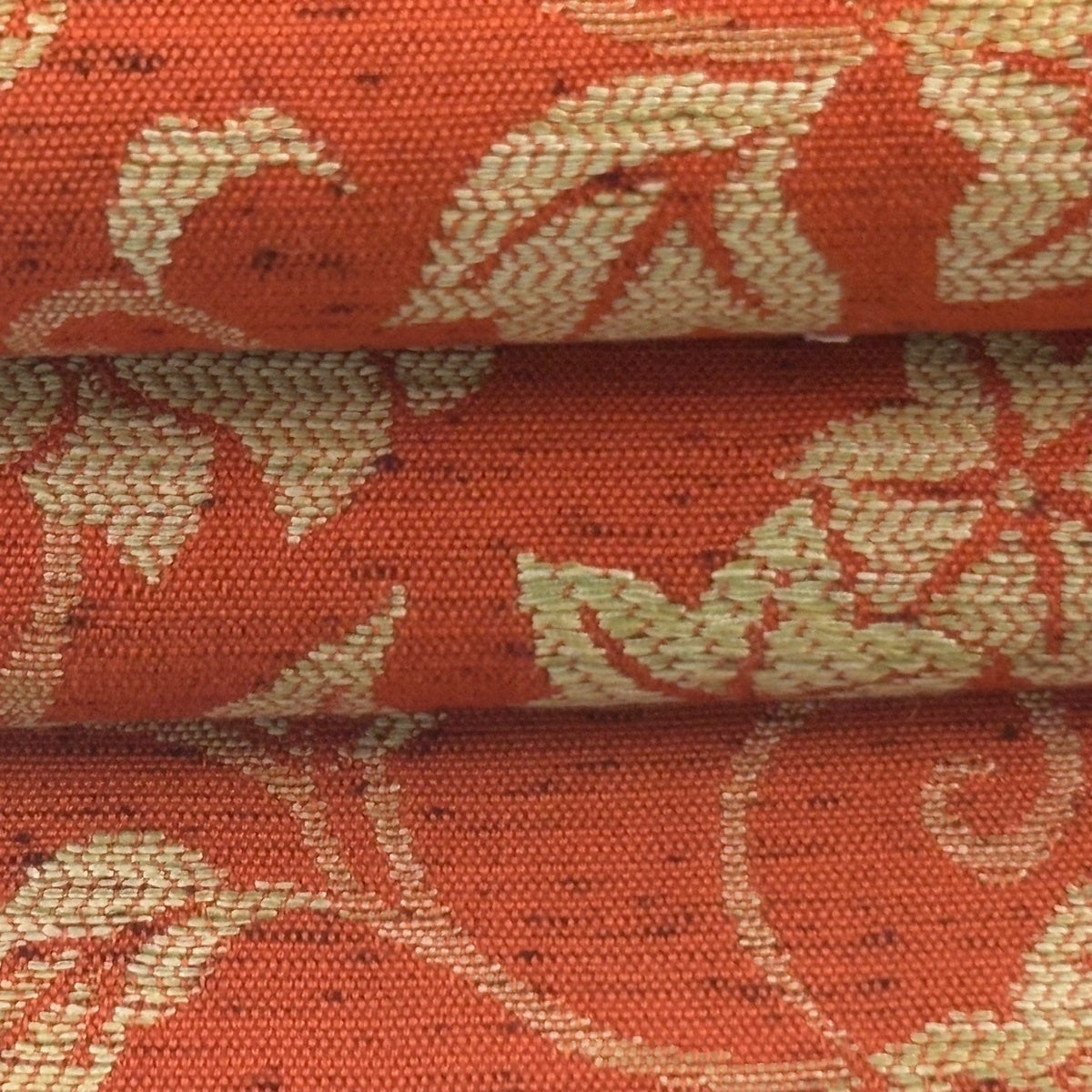 名古屋帯 優品 八寸名古屋帯 花唐草 オレンジ 正絹｜中古・古着