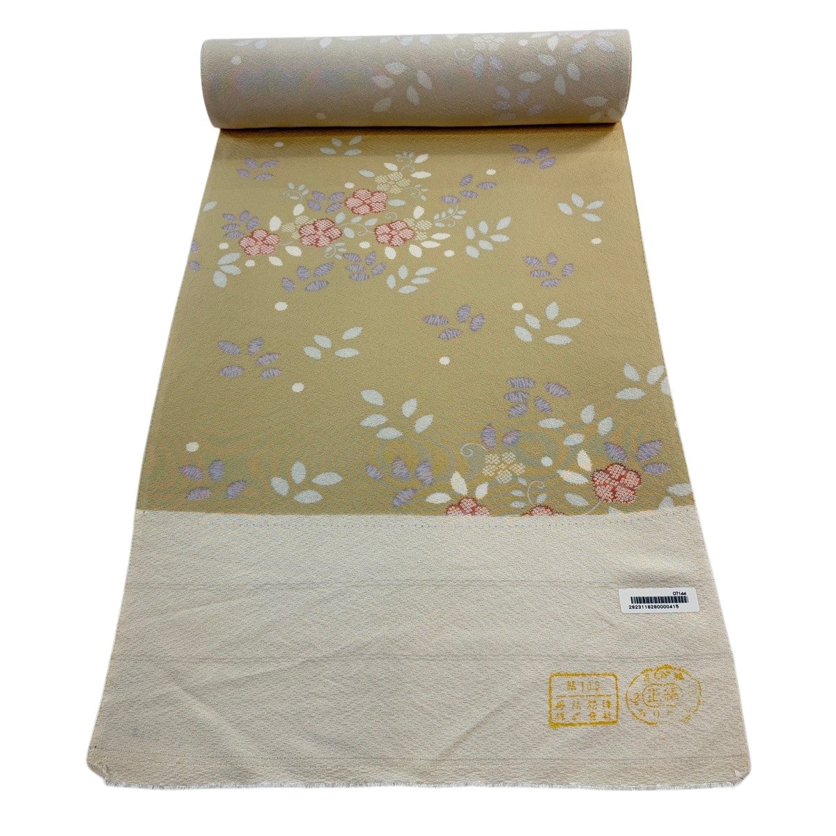 反物 秀品 小紋 草花 ベージュ 正絹｜中古・古着・リサイクル着物通販