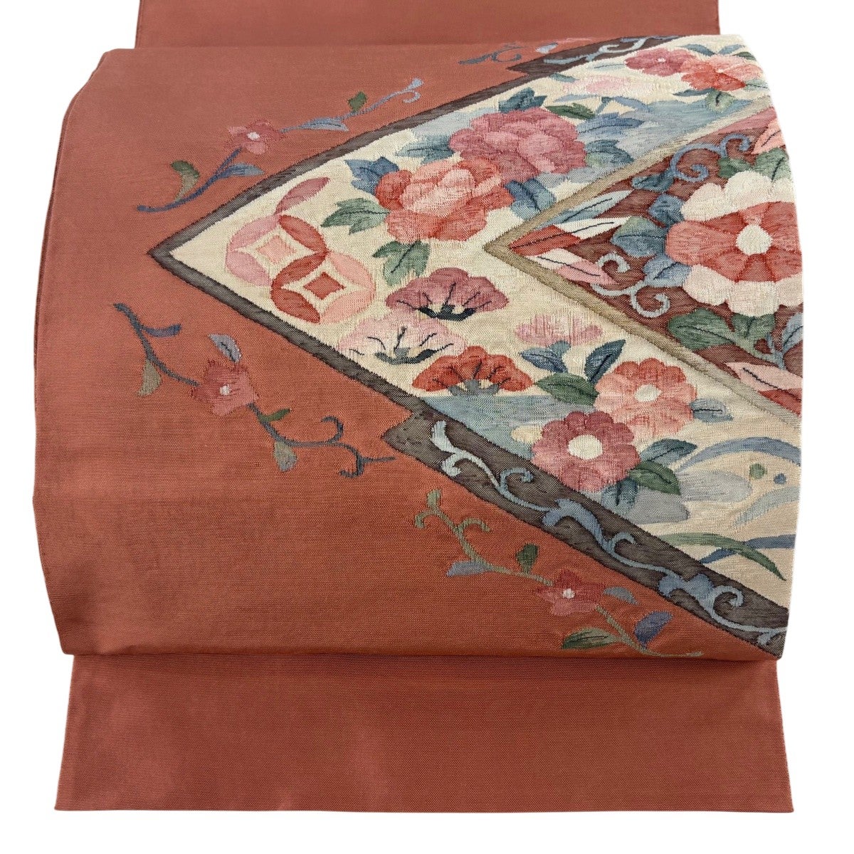 名古屋帯 秀品 魚 野菜 金彩 山吹茶色 正絹｜中古・古着・リサイクル
