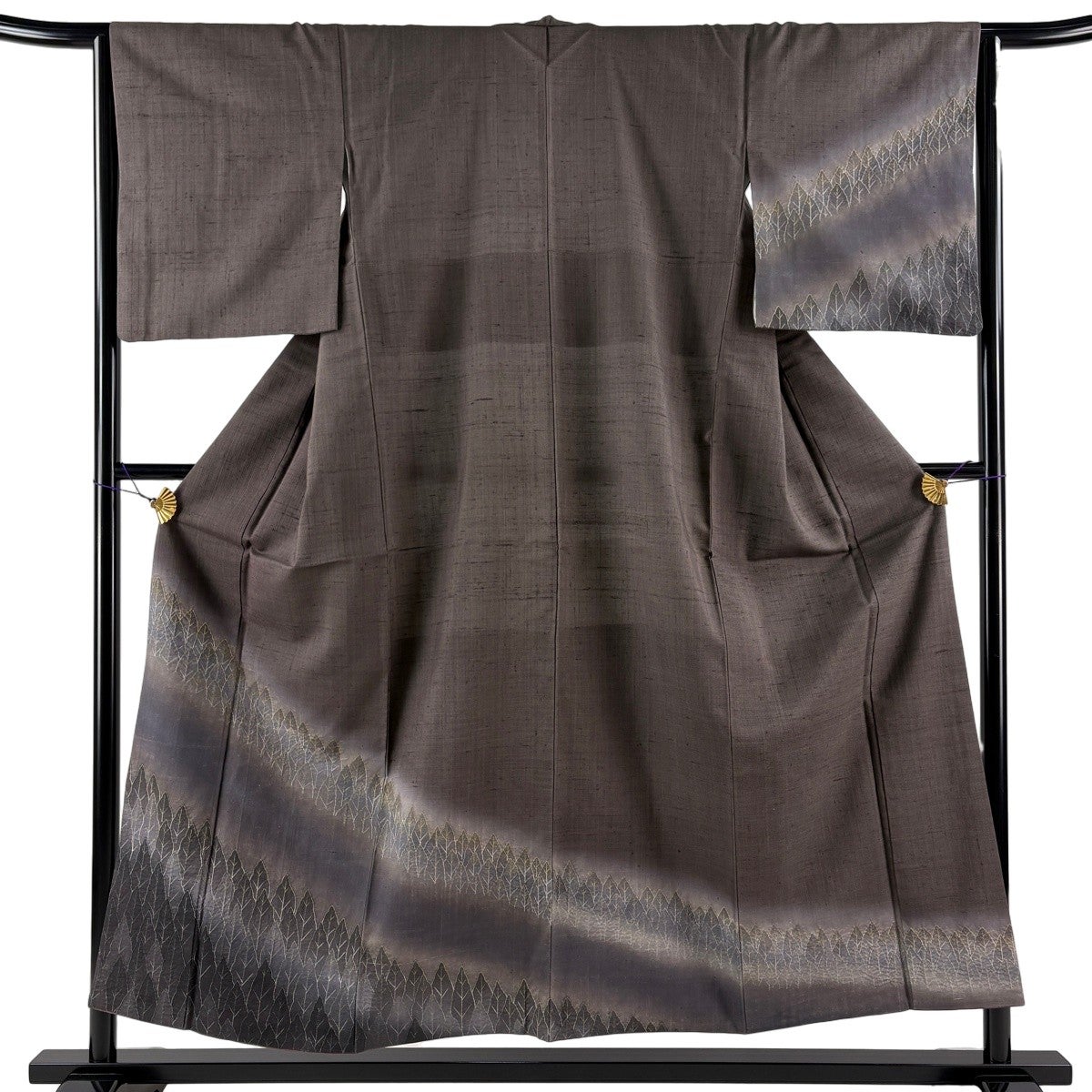 美品】 付下げ 身丈164.5cm 裄丈64cm M 袷 樹木 絞り 赤茶 正絹 秀品