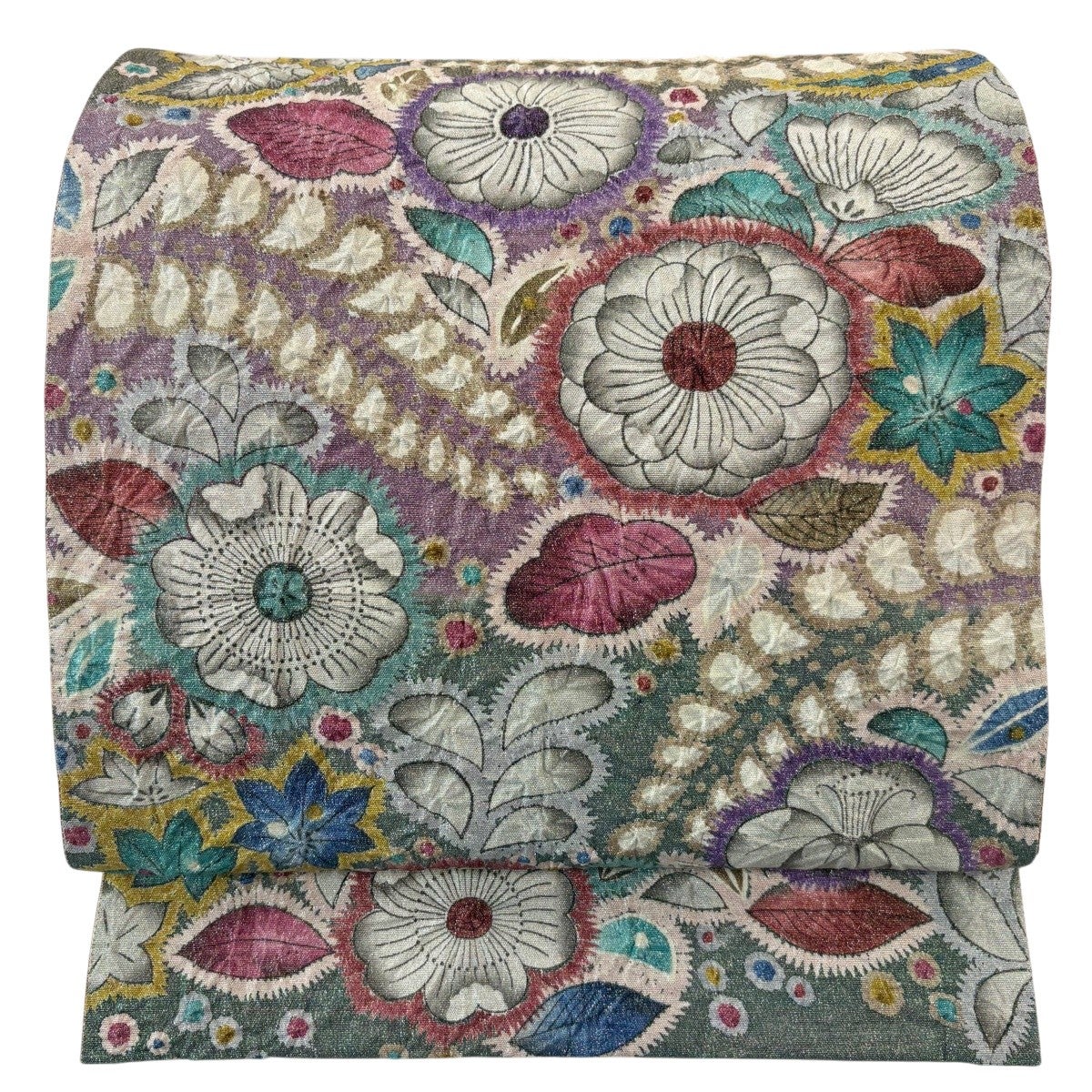 在庫一掃】 袋帯 秀品 辻が花柄 金糸 箔 金色 お太鼓柄 正絹｜中古 