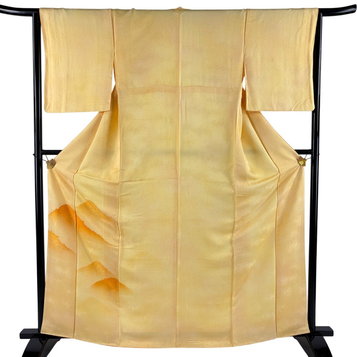 美品】 付下げ 身丈162.5cm 裄丈64cm M 袷 山並み ぼかし 薄オレンジ
