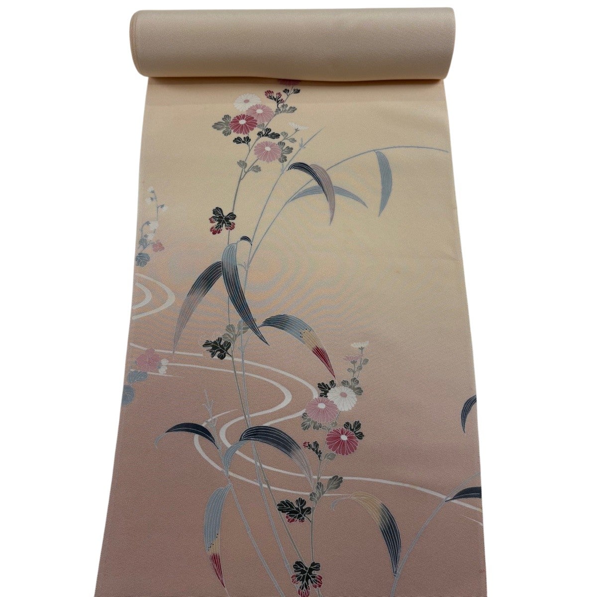 反物 秀品 小紋 草花 オレンジ 正絹｜中古・古着・リサイクル着物通販