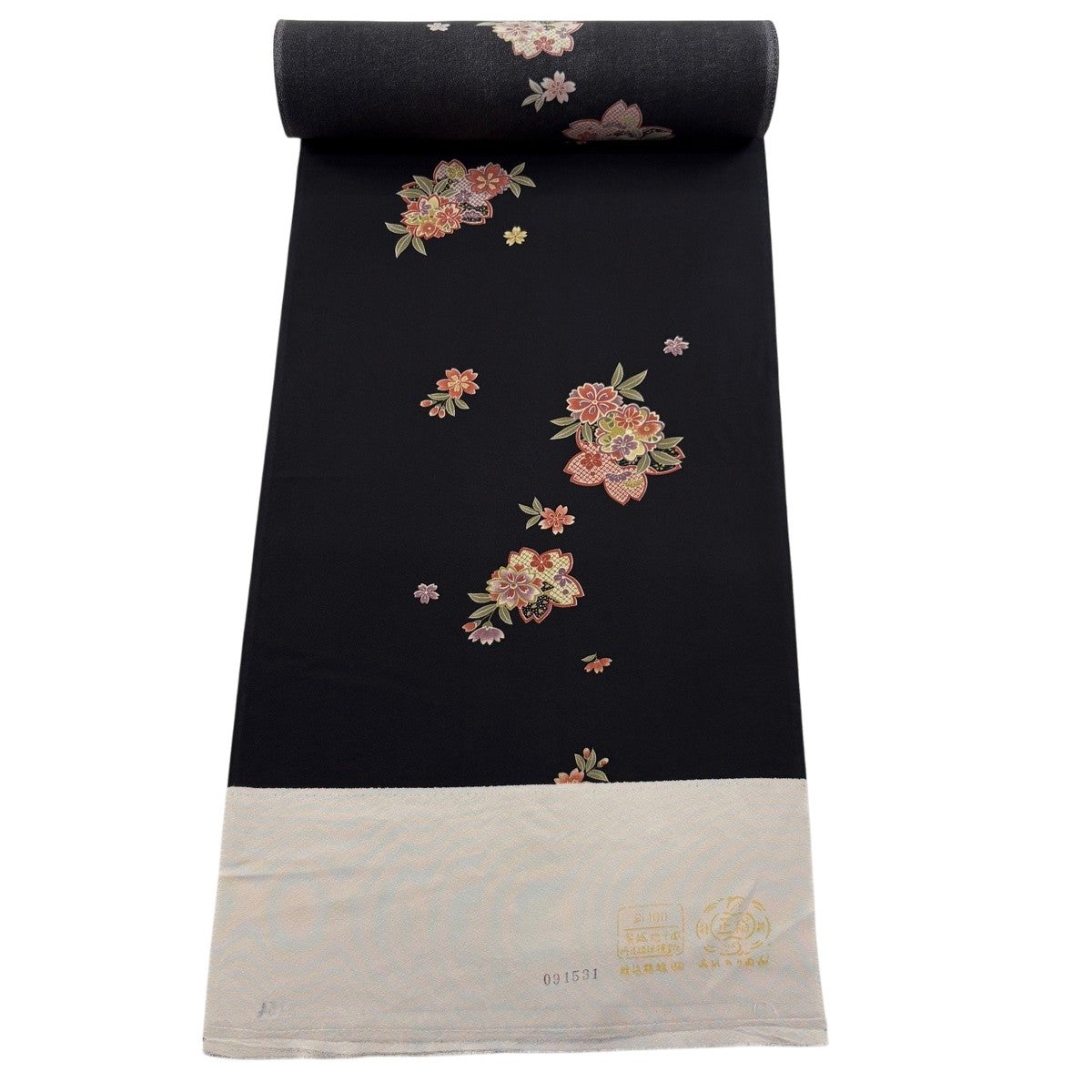 反物 秀品 小紋 桜 金彩 墨色 正絹｜中古・古着・リサイクル着物通販