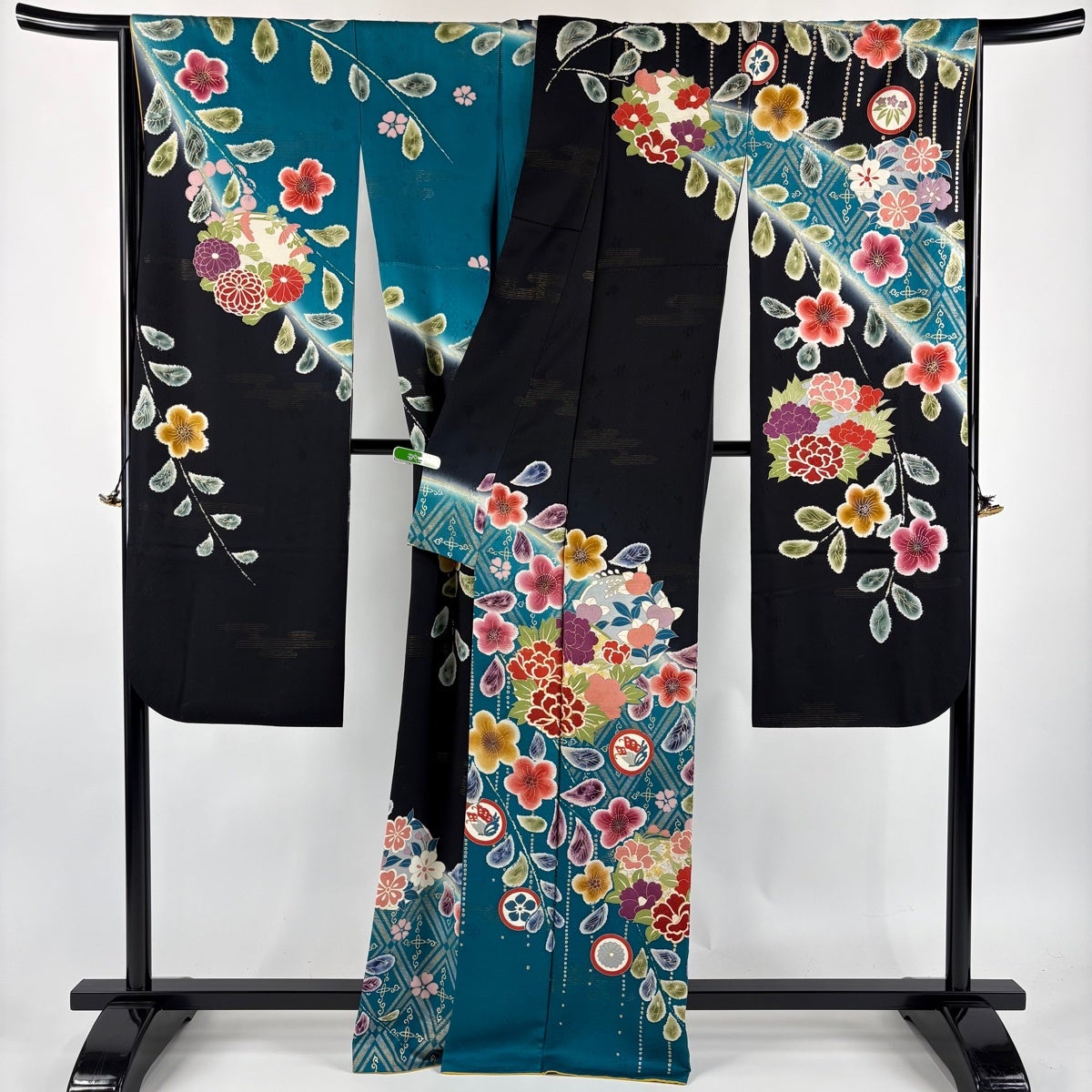 美品】 振袖 身丈165cm 裄丈66cm M 袷 袋帯フルセット 草花 金糸 金銀