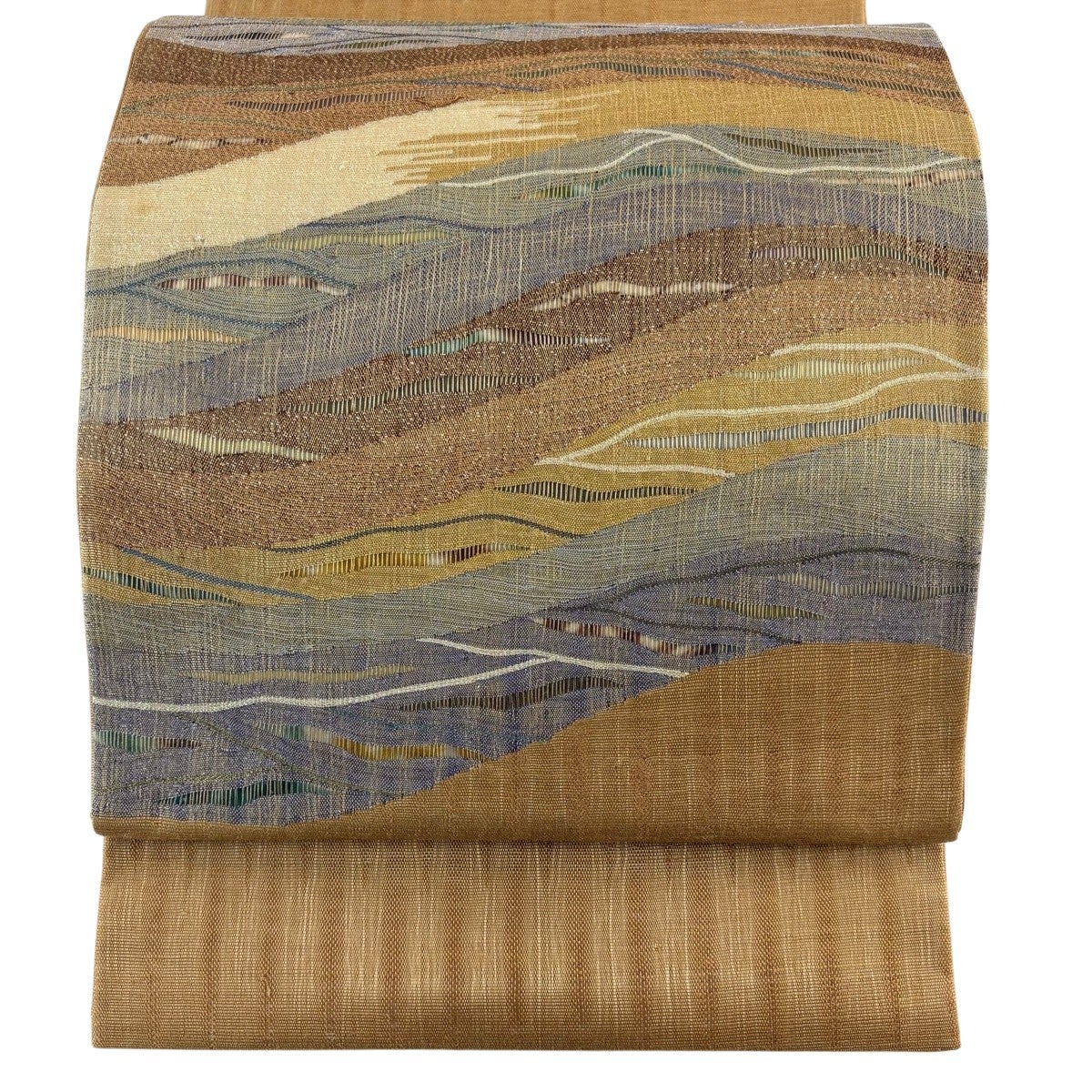 30%OFF 【美品】 袋帯 秀品 波 金銀糸 箔 薄茶色 お太鼓柄 正絹 K30