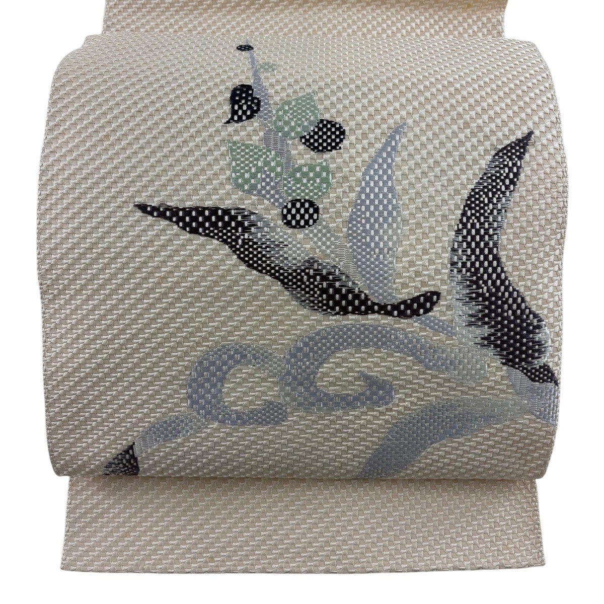 名古屋帯 優品 夏帯 紗 八寸名古屋帯 松葉仕立て 献上柄 ベージュ 正絹