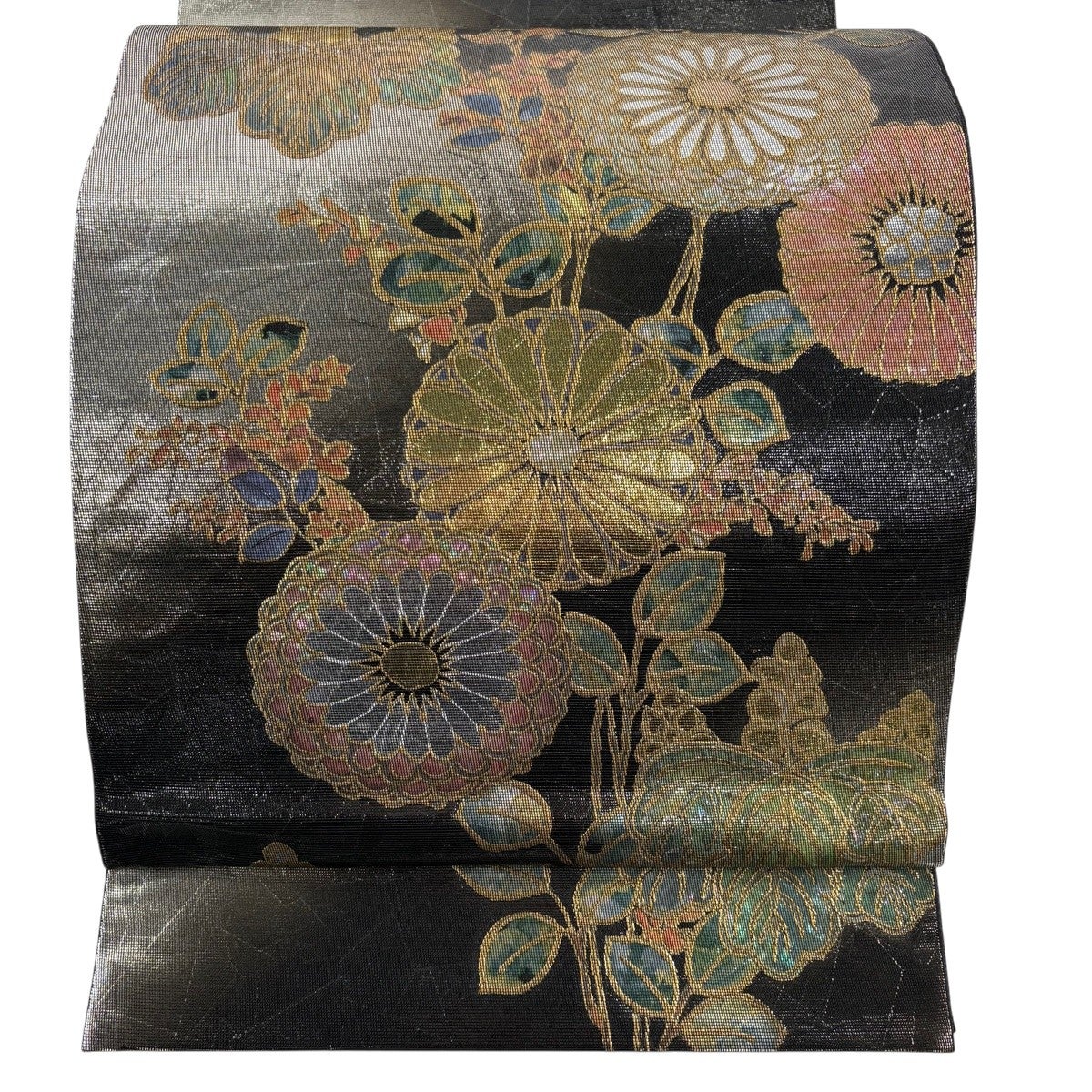 美品】 袋帯 秀品 乱菊 流水 箔 金糸 金色 六通 正絹｜中古・古着 