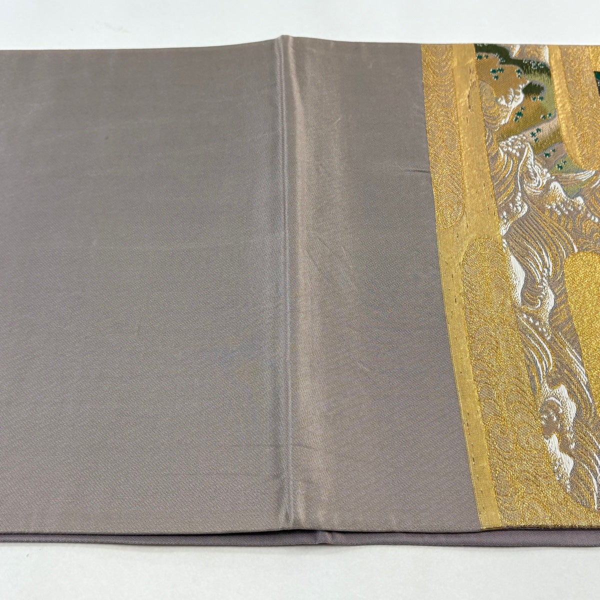 美品】 袋帯 秀品 松尾光琳 落款あり 笠松 ヱ霞 金糸 箔 金色 六通