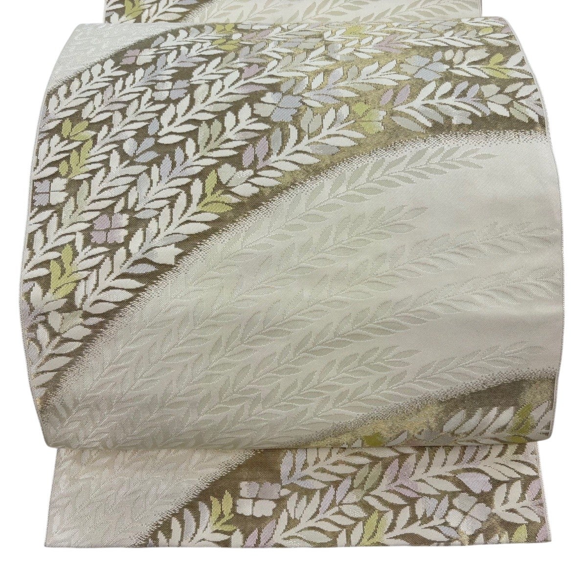 美品】 名古屋帯 優品 夏帯 絽 八寸名古屋帯 松葉仕立て 紅葉 金糸