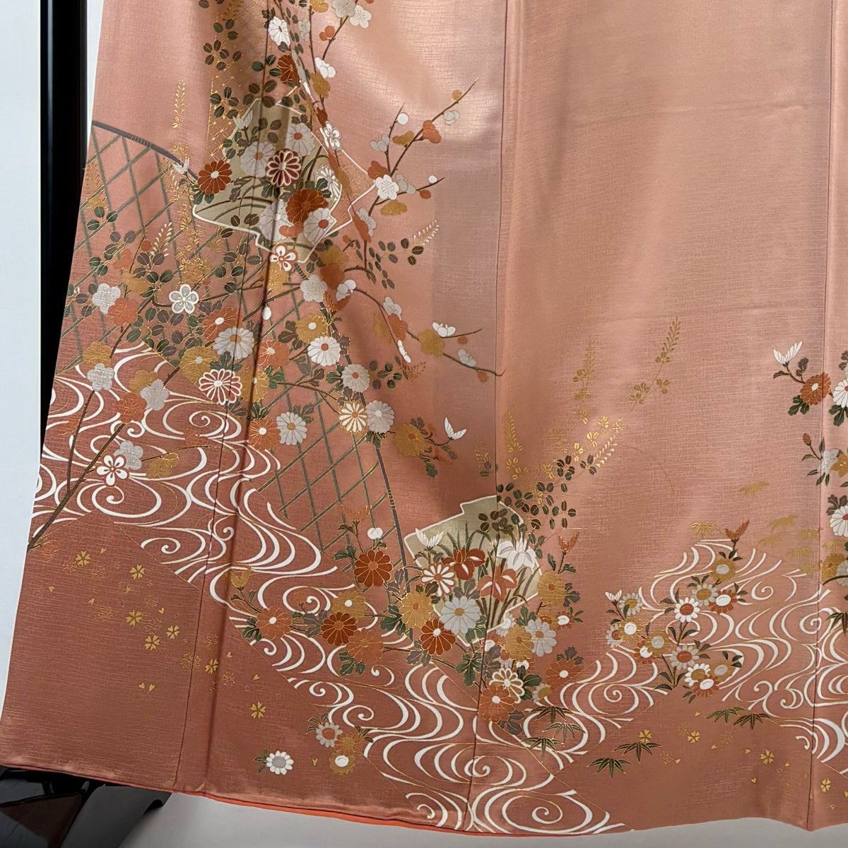 美品】 訪問着 身丈163cm 裄丈63cm S 袷 松皮菱 草花 金彩 ぼかし