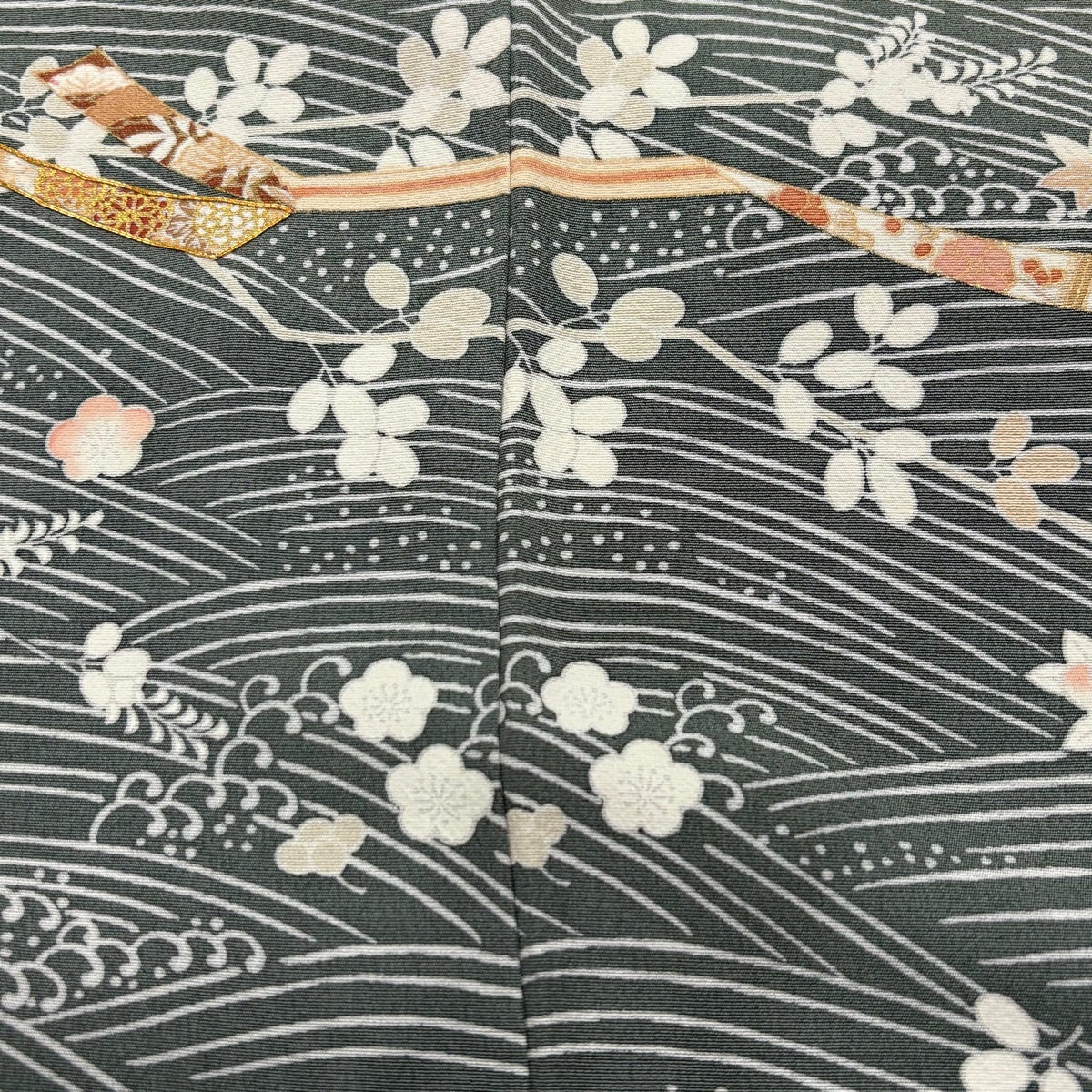 美品】 訪問着 身丈170cm 裄丈66.5cm M 袷 蔓帯 萩 金糸 金彩 薄緑