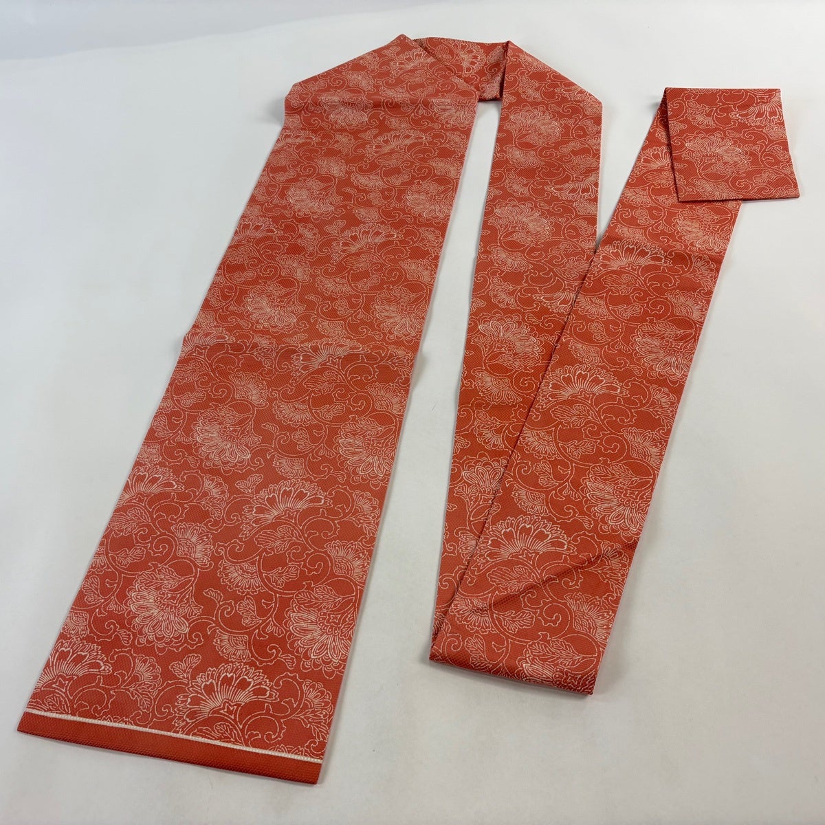 美品】 名古屋帯 優品 落款あり 花唐草 ピンク 正絹｜中古・古着