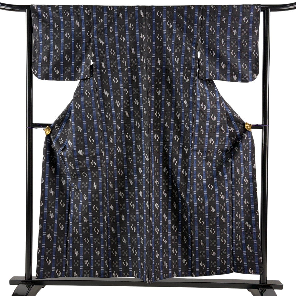 美品】 塩沢紬 身丈159.5cm 裄丈63cm S 単衣 塩沢物語 証紙あり 麻の葉 