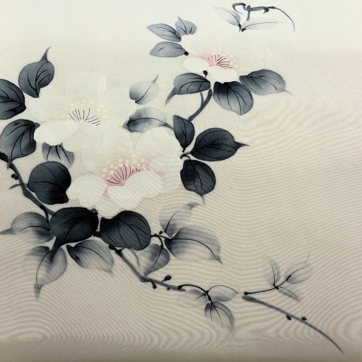 名古屋帯 優品 枝花 灰白 正絹｜中古・古着・リサイクル着物通販