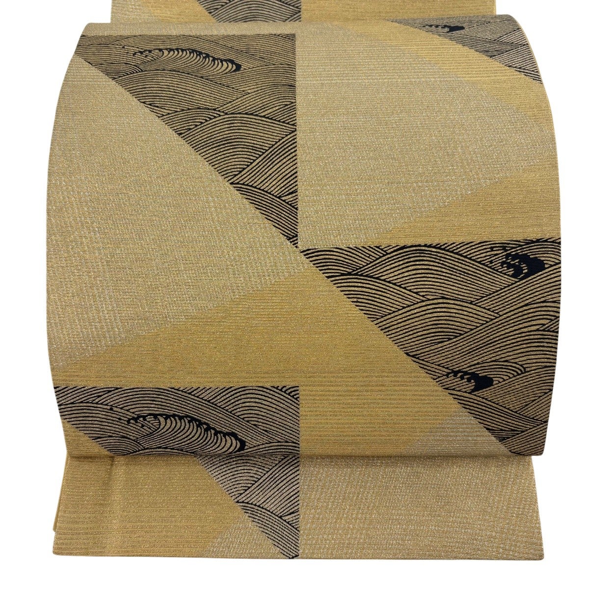 最終価格】 70%OFF 名古屋帯 逸品 タツノオトシゴ 金銀彩 山吹茶色