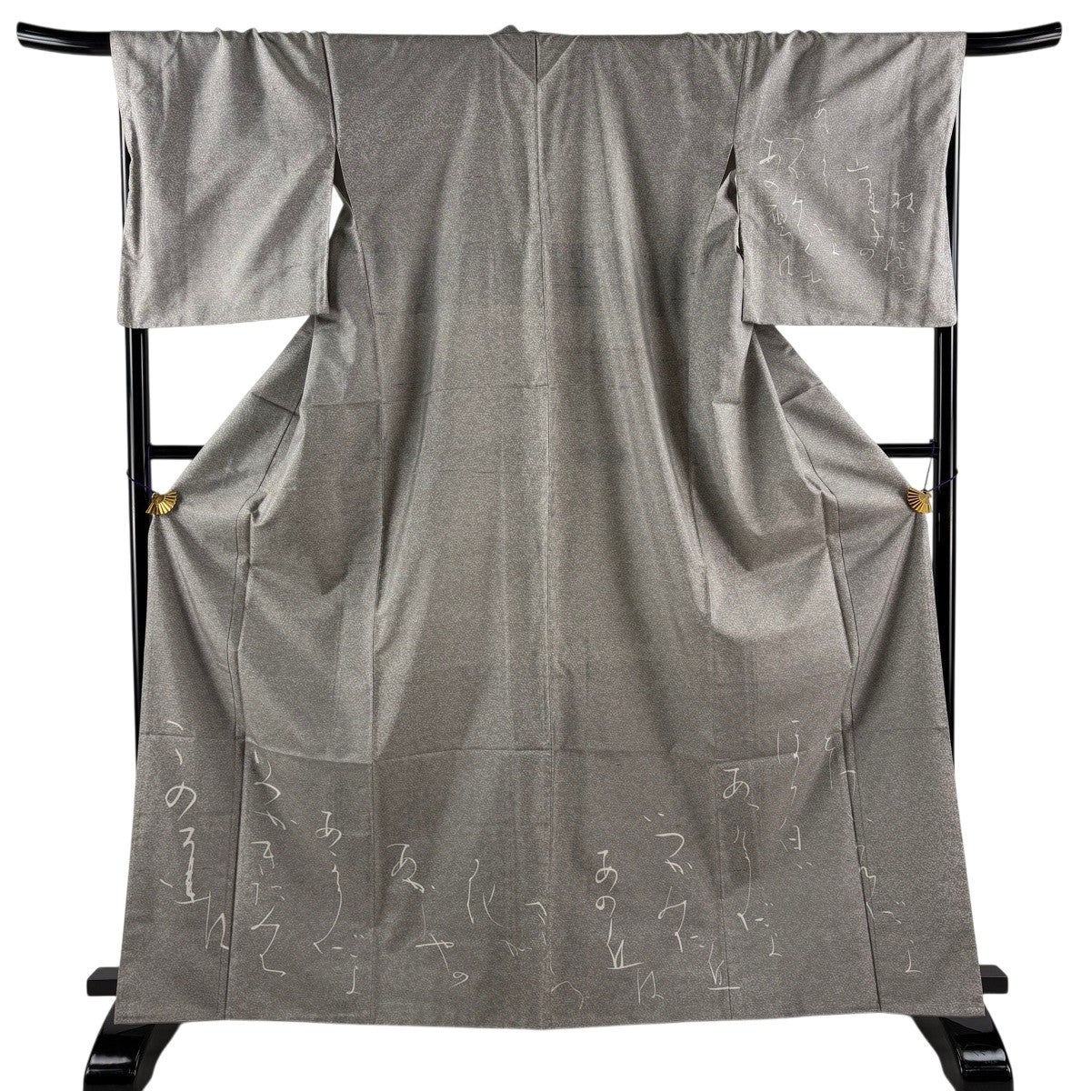 美品】 付下げ 身丈163.5cm 裄丈67cm M 袷 扇面 草花 螺鈿 金銀彩 茶