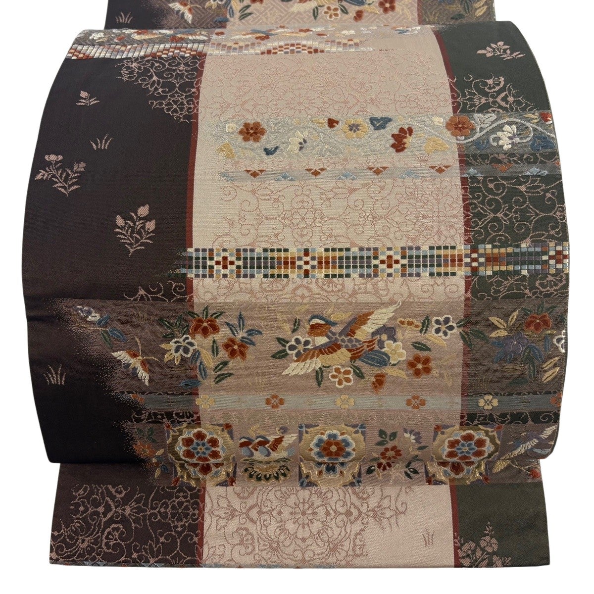美品】 袋帯 名品 正倉院文様 金糸 赤茶 六通 正絹｜中古・古着 