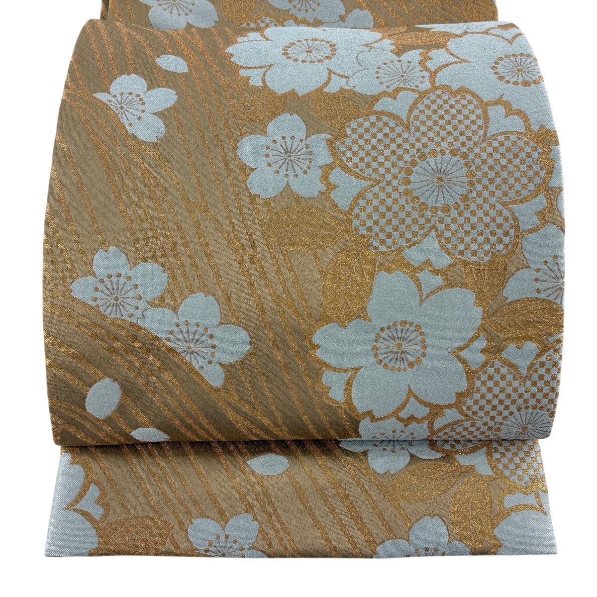 美品】 袋帯 秀品 夏帯 紗 流水 金糸 薄黄 六通 正絹｜中古・古着