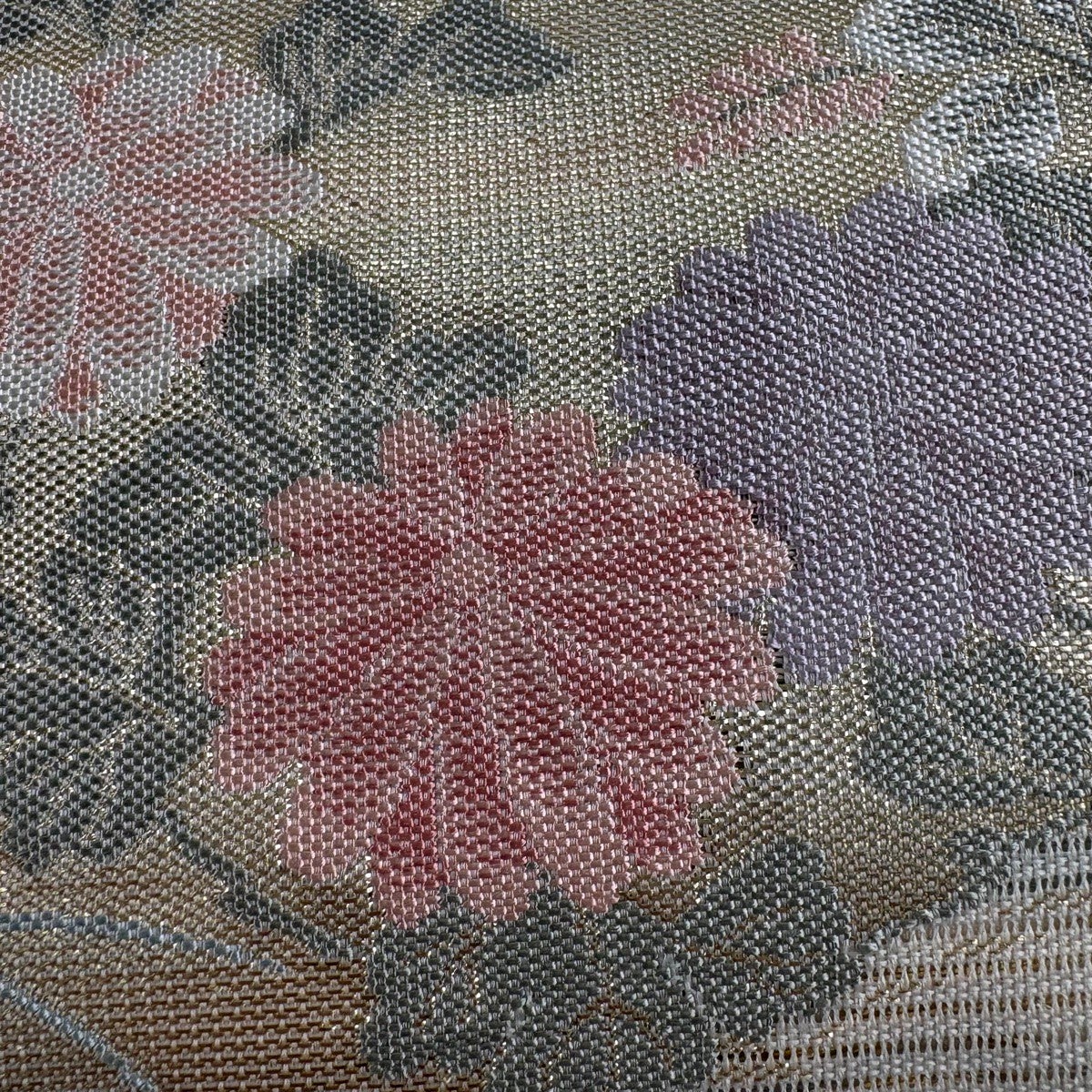 袋帯 秀品 夏帯 絽 花丸文 波 箔 クリーム 六通 正絹｜中古・古着
