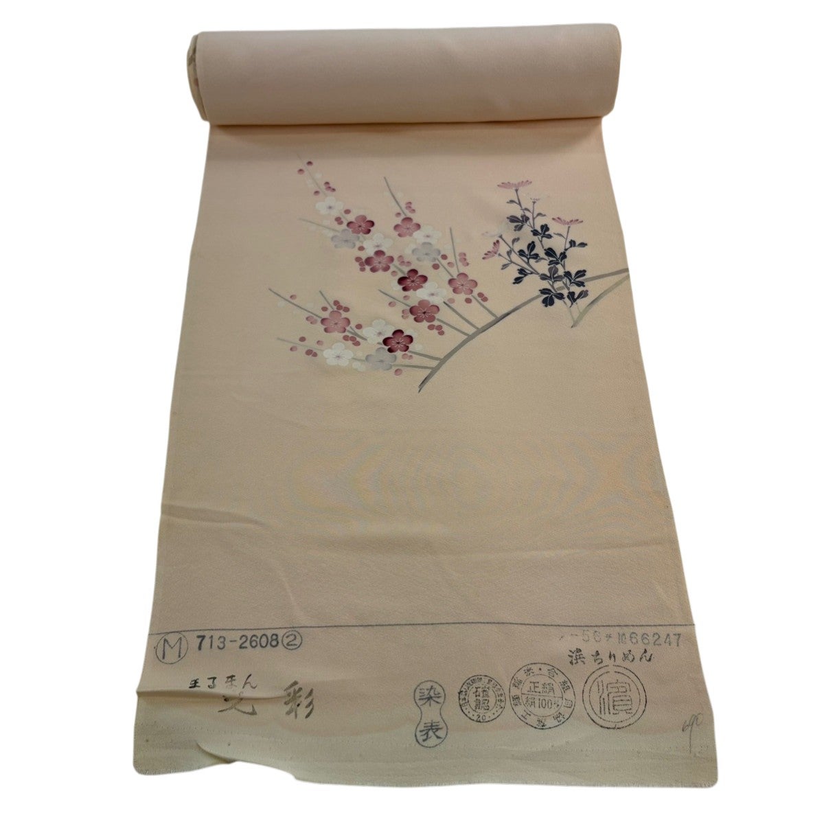 反物 秀品 付下げ 菊 枝梅 薄オレンジ 正絹｜中古・古着・リサイクル