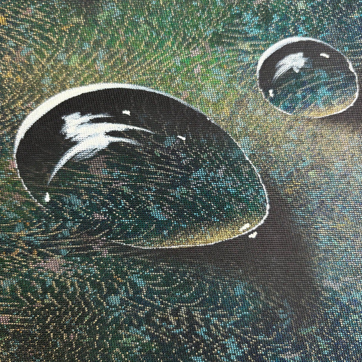 美品】 袋帯 秀品 雫 流水 箔 金銀彩 青緑 お太鼓柄 正絹｜中古・古着