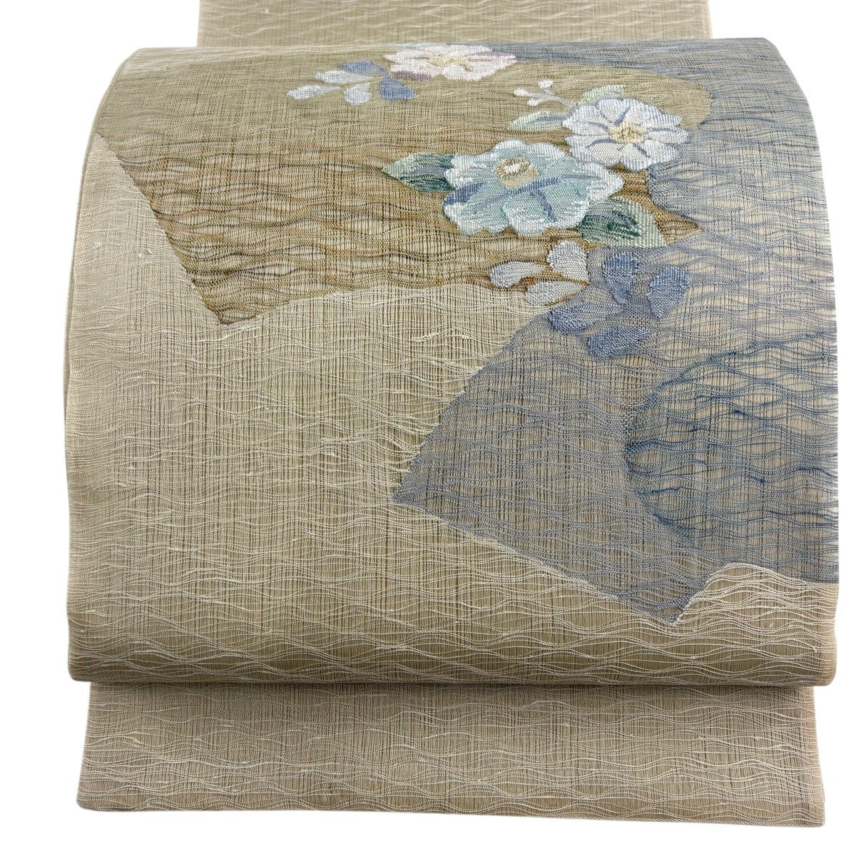 袋帯 秀品 夏帯 絽 秋草 流水 金銀糸 灰紫 六通 正絹｜中古・古着