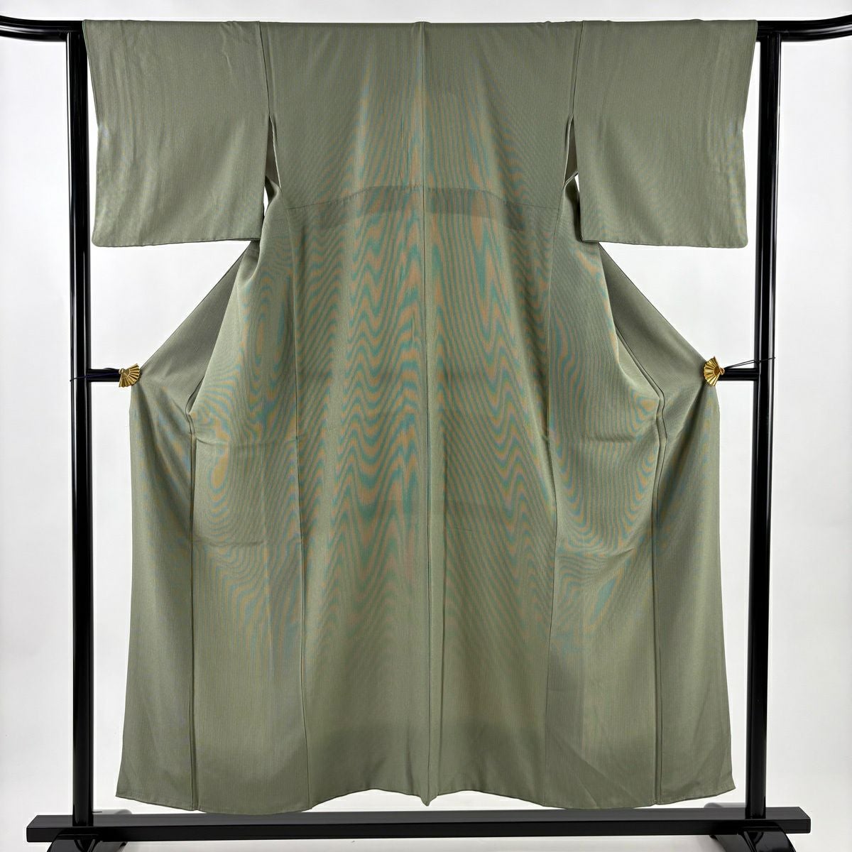 江戸小紋 身丈162.5cm 裄丈67cm M 袷 落款あり 万筋 薄緑 正絹 名品 一