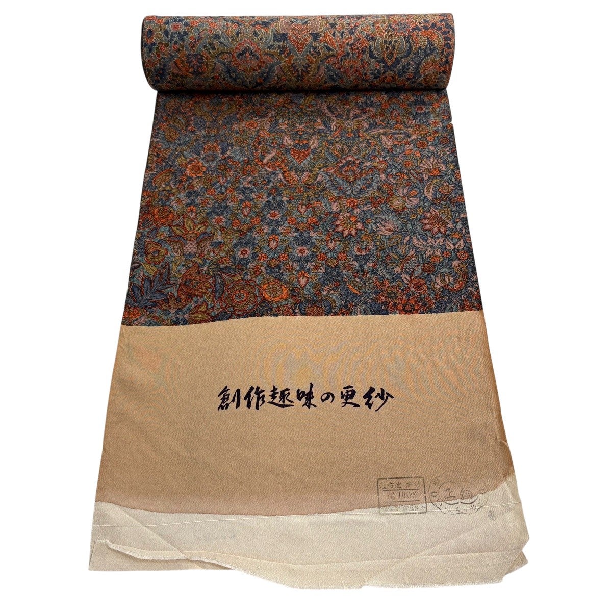 反物 秀品 小紋 更紗 青灰色 正絹｜中古・古着・リサイクル着物通販