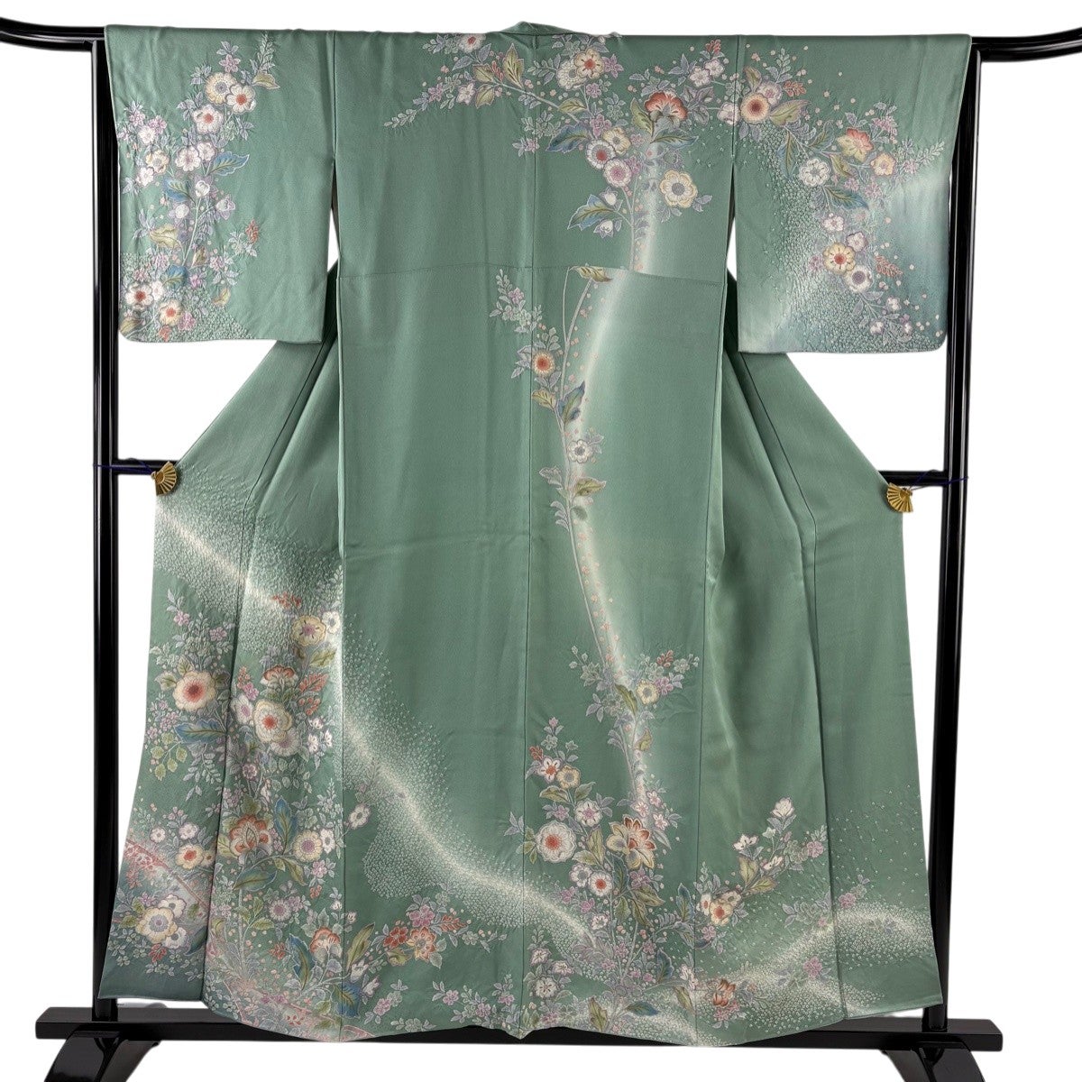 訪問着 身丈158.5cm 裄丈66cm M 袷 桜 梅 絞り 染め分け クリーム 正絹
