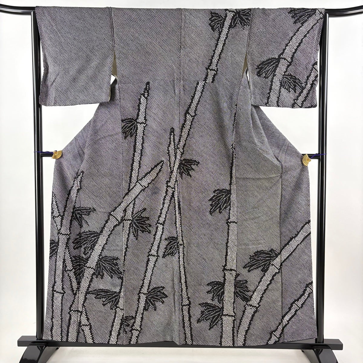 訪問着 身丈152cm 裄丈61.5cm S 袷 菊 ヱ霞 絞り 灰紫 正絹 秀品｜中古