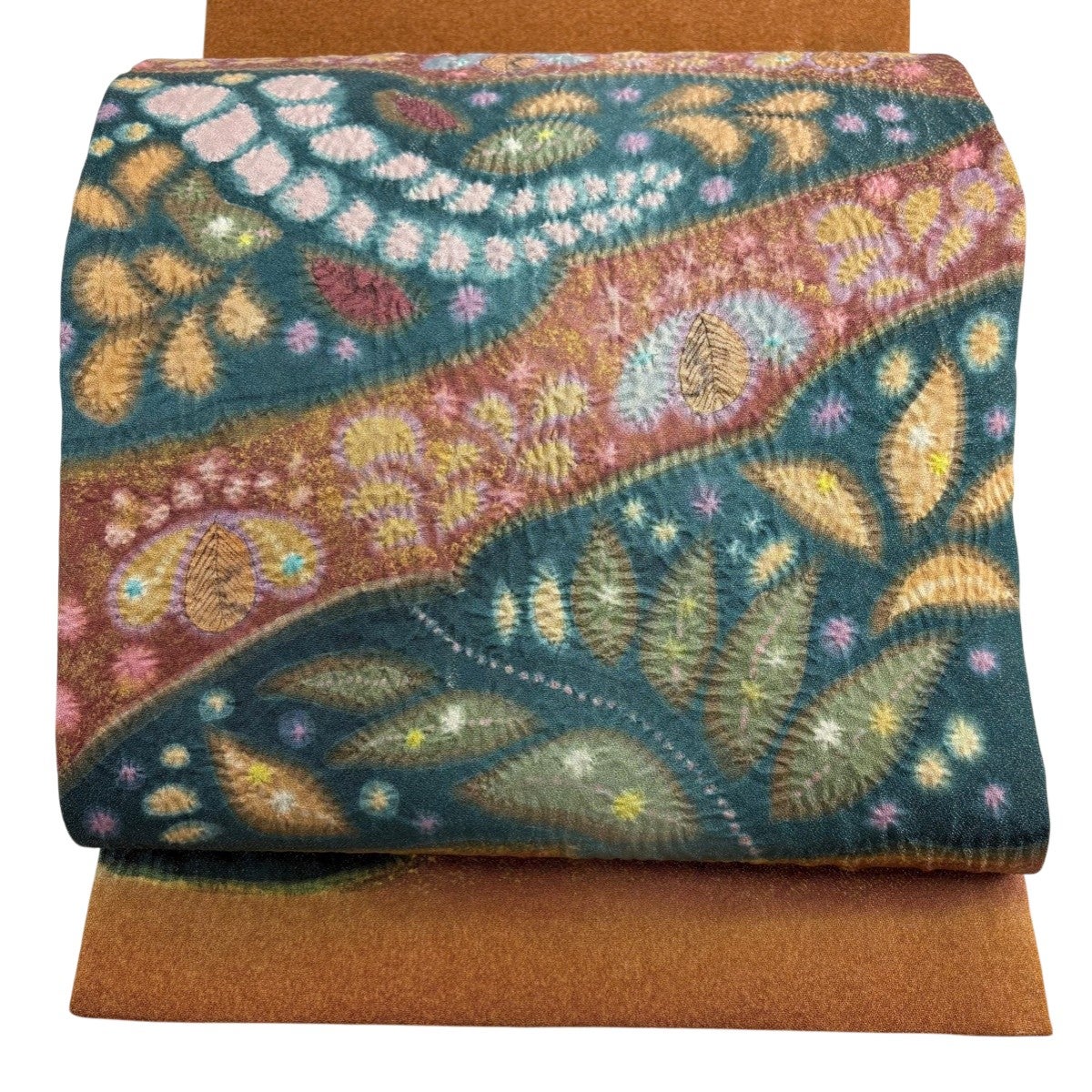 30%OFF 【美品】 袋帯 秀品 波 金銀糸 箔 薄茶色 お太鼓柄 正絹 K30
