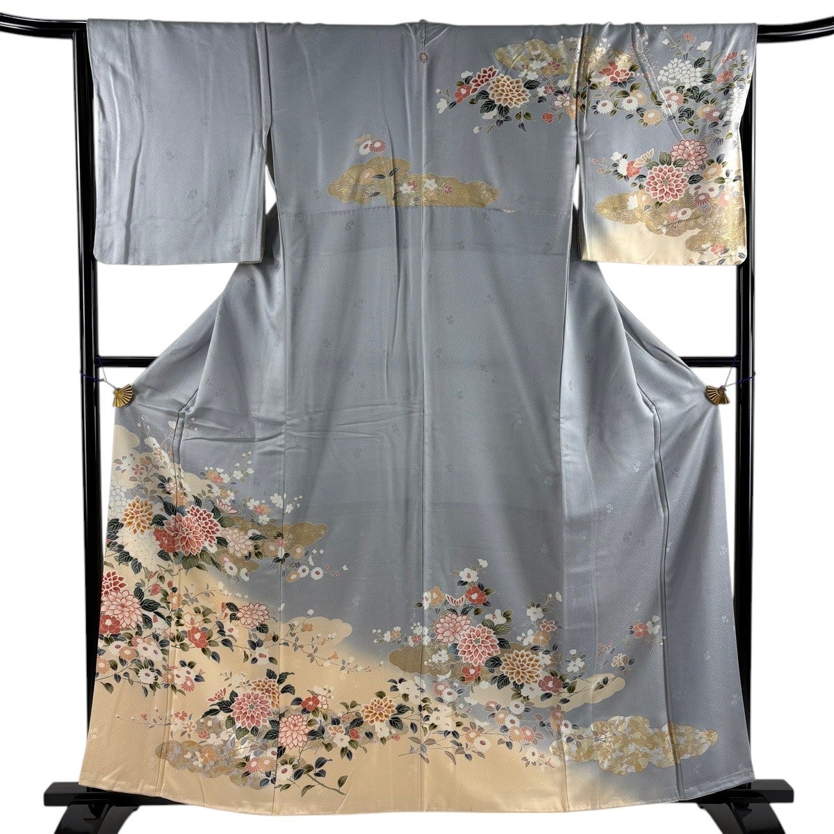 訪問着 身丈161cm 裄丈64.5cm M 袷 花車 扇面 金銀彩 ぼかし ピンク