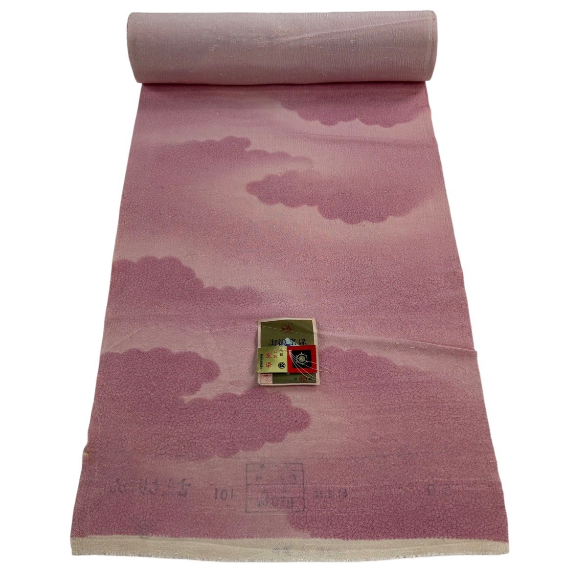 最終価格】 77%OFF 反物 秀品 小紋 雲文 ぼかし ピンク 正絹 K70｜中古