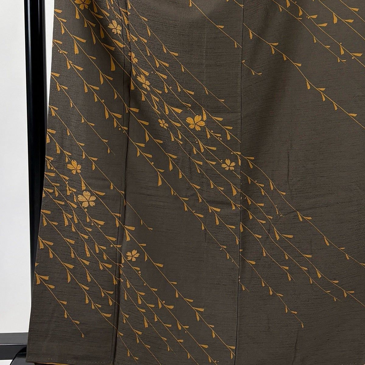 訪問着 身丈164cm 裄丈67.5cm L 袷 桜 金彩 焦茶色 正絹 秀品｜中古