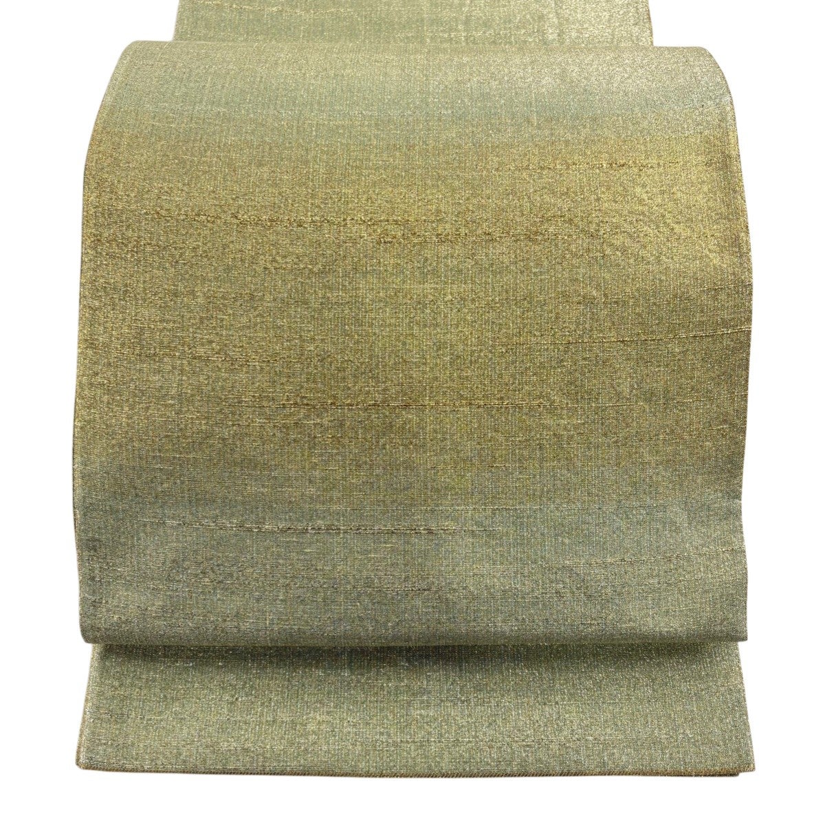 美品】 袋帯 逸品 桝屋高尾 落款あり ねん金綴錦 段霞文 金糸 薄緑 全