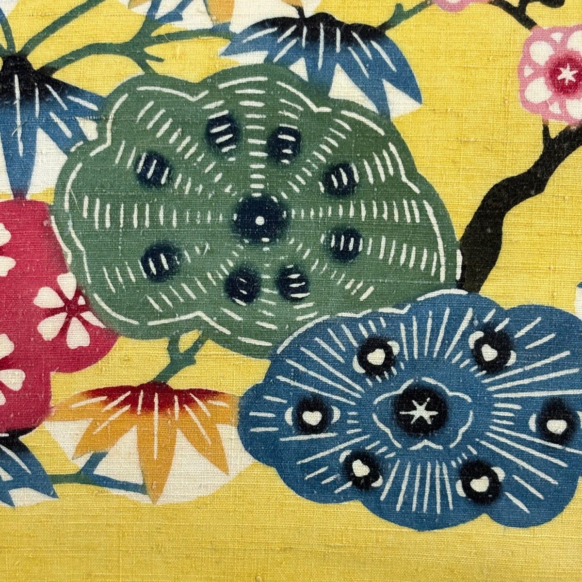在庫一掃】 名古屋帯 逸品 紬地 松竹梅 鶴 黄色 正絹｜中古・古着