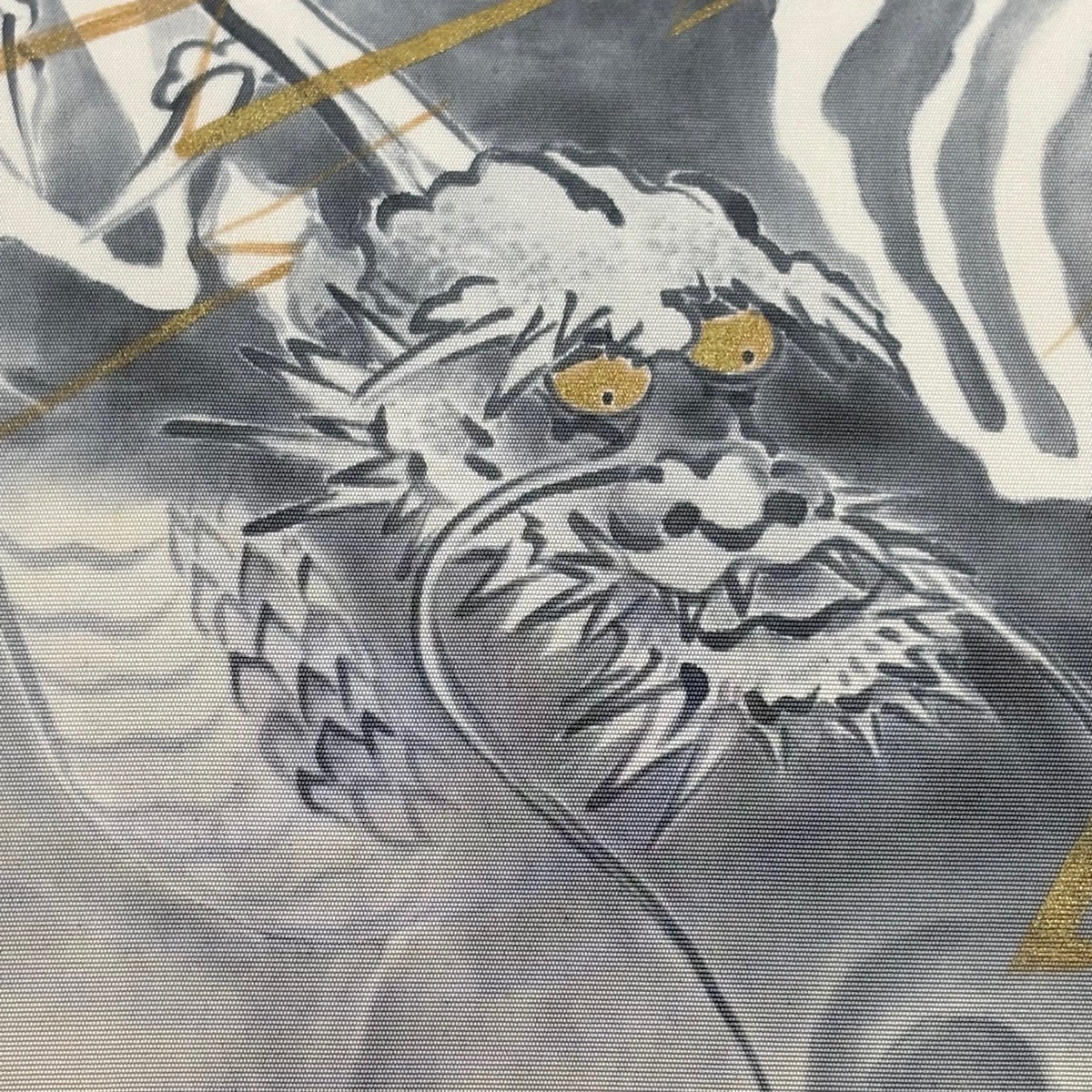 名古屋帯 龍 金運 正絹 縁起 全通 最終価格】 70%OFF 名古屋帯 逸品 龍 雷 金彩 灰緑 正絹 K70｜中古
