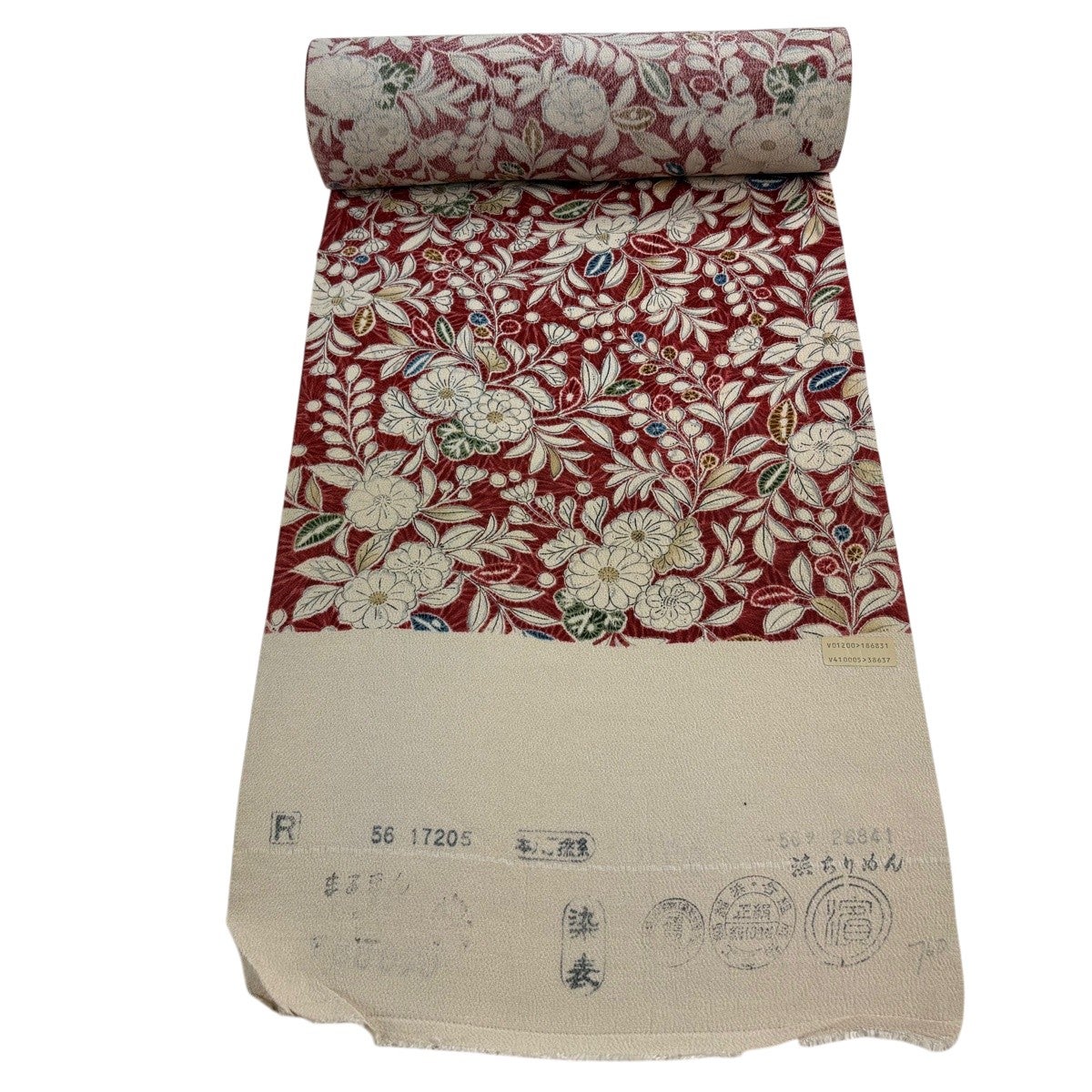 反物 秀品 小紋 枝花 疋田 金彩 薄小豆 正絹|中古・古着・リサイクル