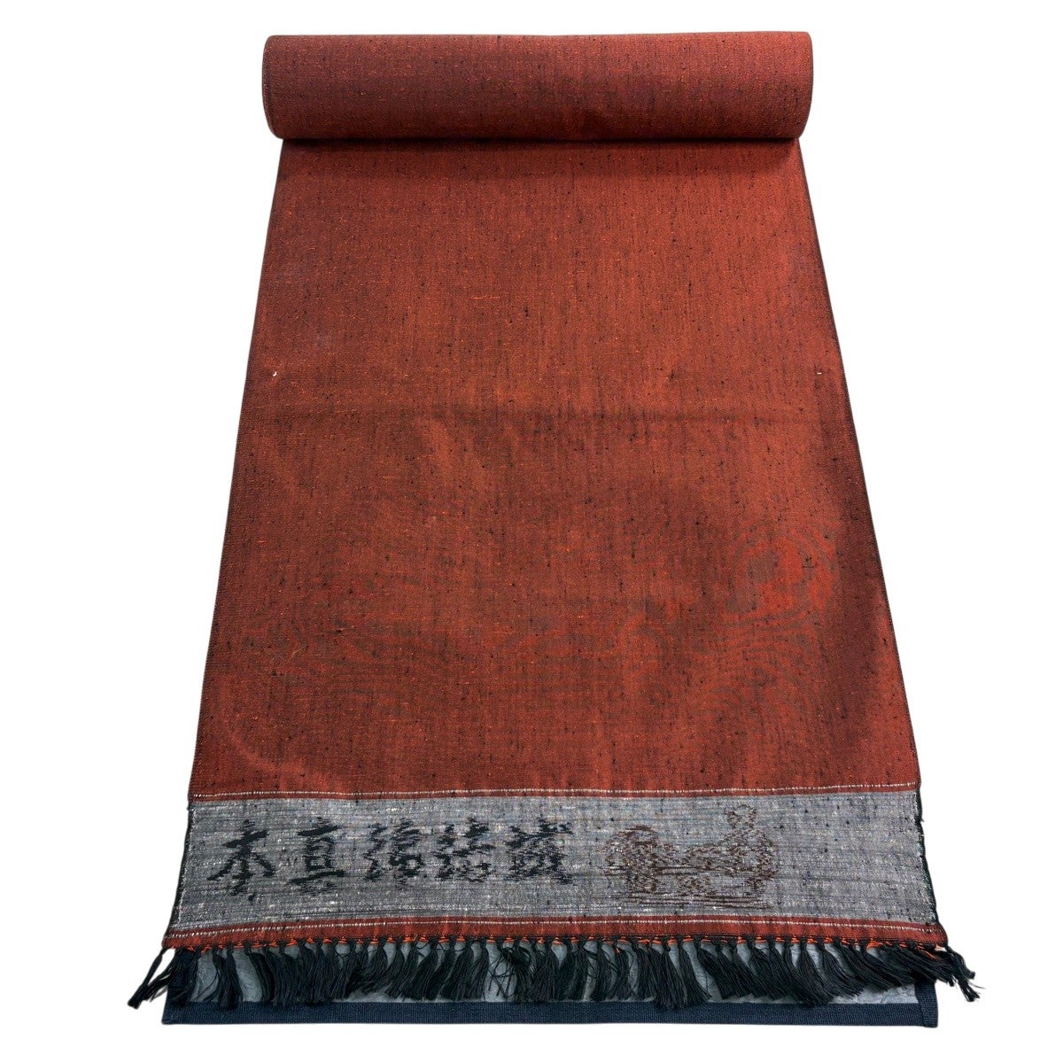 反物 秀品 紬 泥染大島紬 証紙 ヱ霞 草花 焦茶色 正絹｜中古・古着