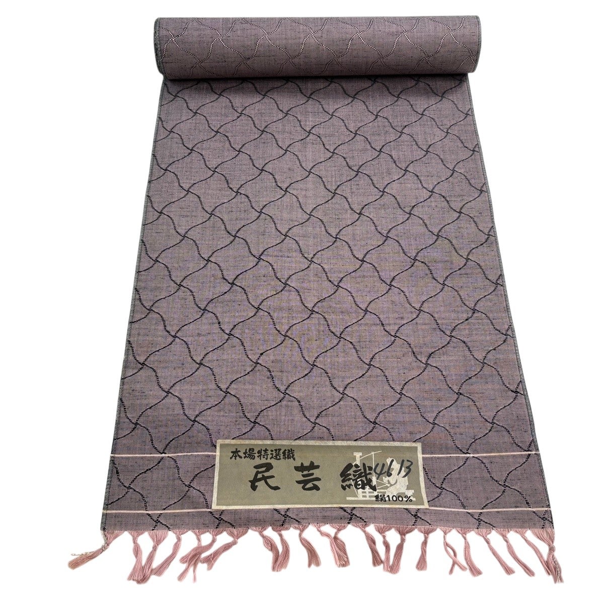 反物 秀品 紬 草花 波 灰色 正絹｜中古・古着・リサイクル着物通販
