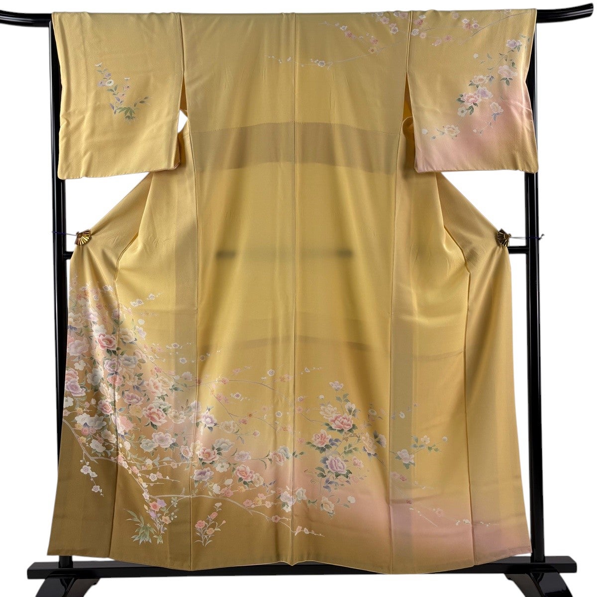 【上質付け下げ】モダン抽象柄／美品／身丈160・裄67／落ち着きある一枚 訪問着 身丈164cm 裄丈67cm M 袷 鴛鴦 枝花 染め分け ぼかし サーモン