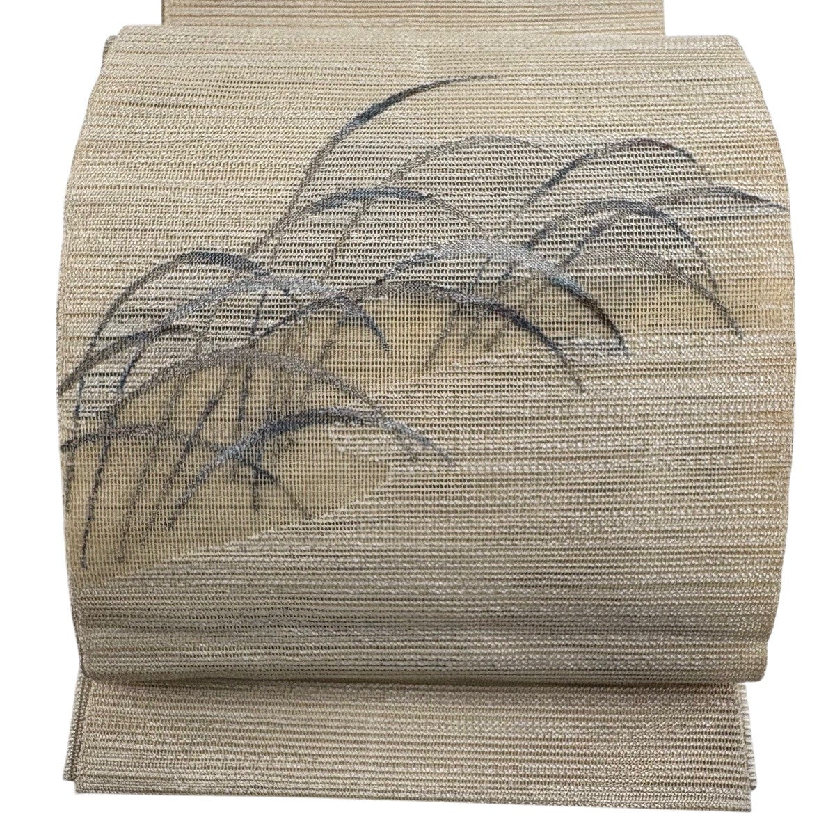 美品】 名古屋帯 優品 夏帯 絽 八寸名古屋帯 松葉仕立て 紅葉 金糸