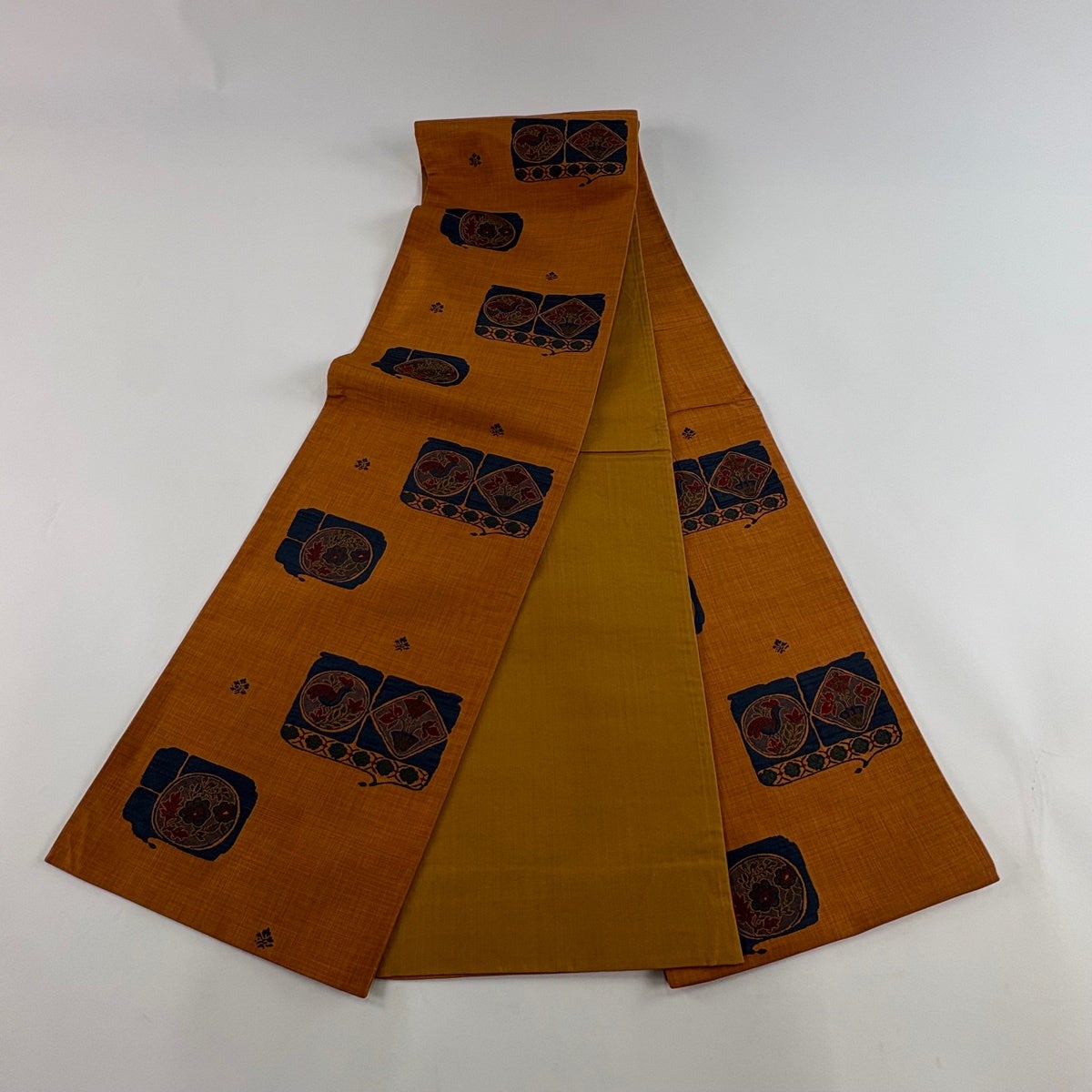 美品】 袋帯 秀品 鳥 草花 オレンジ 六通 正絹｜中古・古着