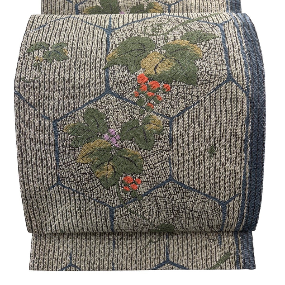 美品】 袋帯 名品 葡萄 箔 灰色 六通 正絹｜中古・古着・リサイクル