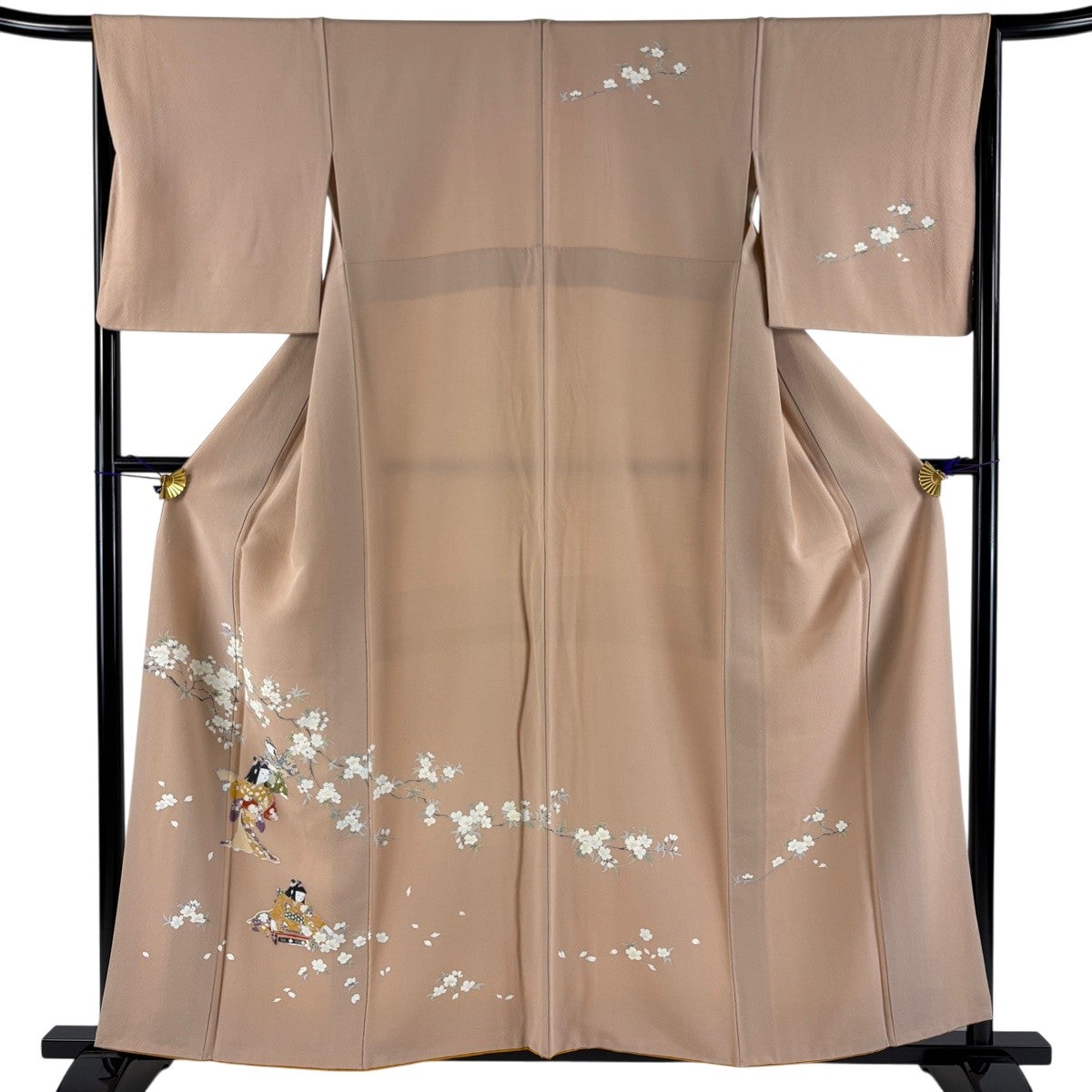 美品】 振袖 身丈168.5cm 裄丈66.5cm M 袷 扇 鶴 金彩 赤 正絹 秀品
